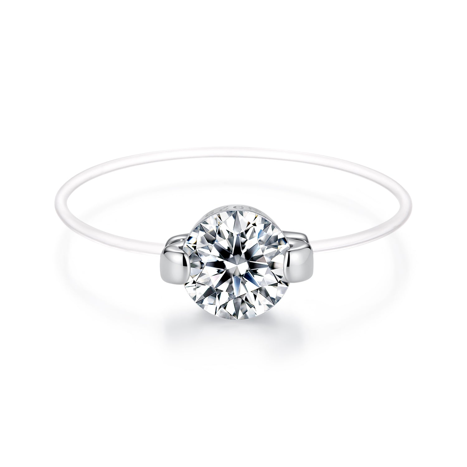 925 Sterling Silver White Gold Plated CZ Ring Size 6 for Women DestGlow