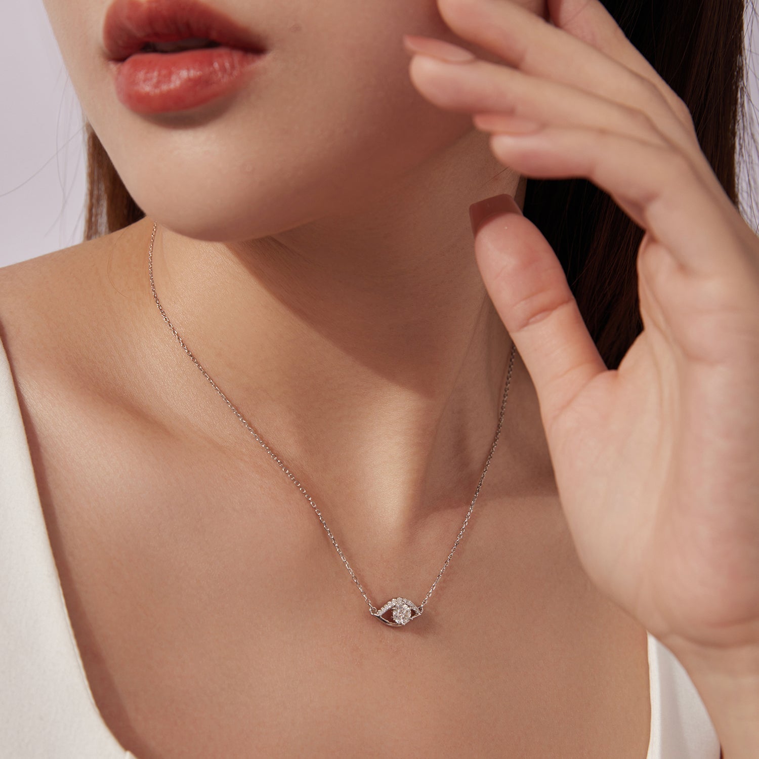 925 Sterling Silver Moissanite Necklace 40+5cm in Length for Women DestGlow
