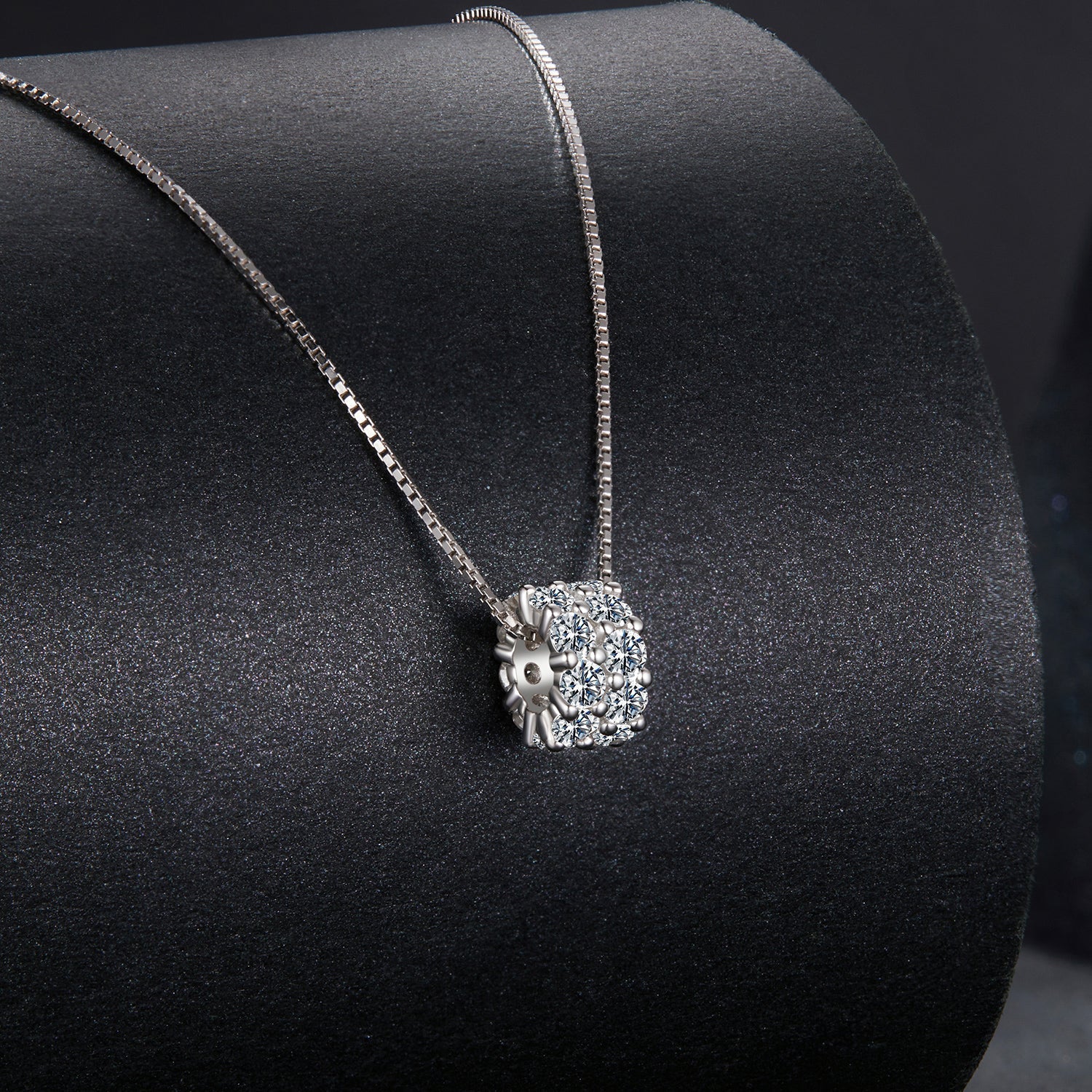 925 Sterling Silver & Moissanite Necklace, 40+5cm Length, White Gold Plated, Women&