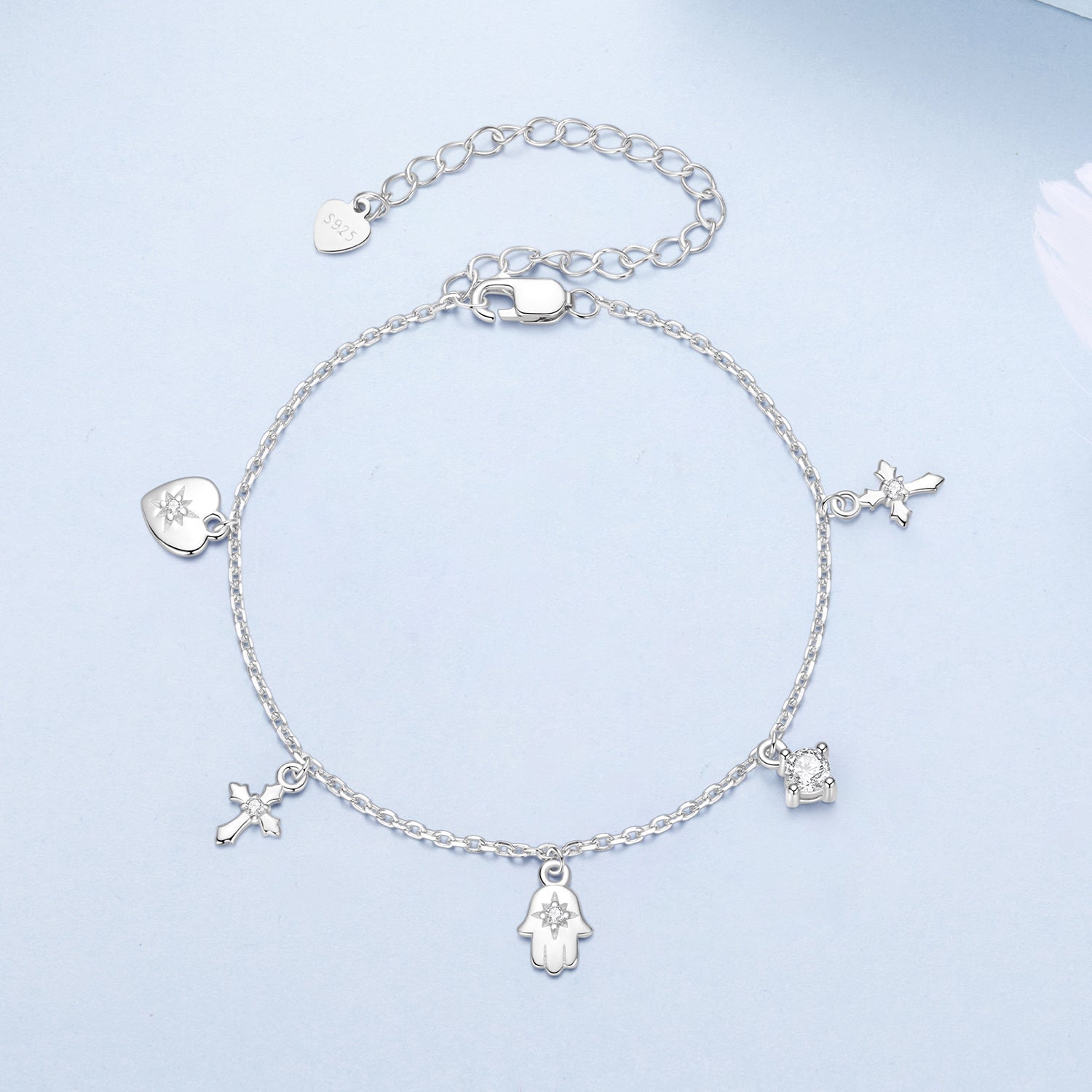 925 Sterling Silver Bracelet with Plated White Gold and Pavé Setting CZ DestGlow