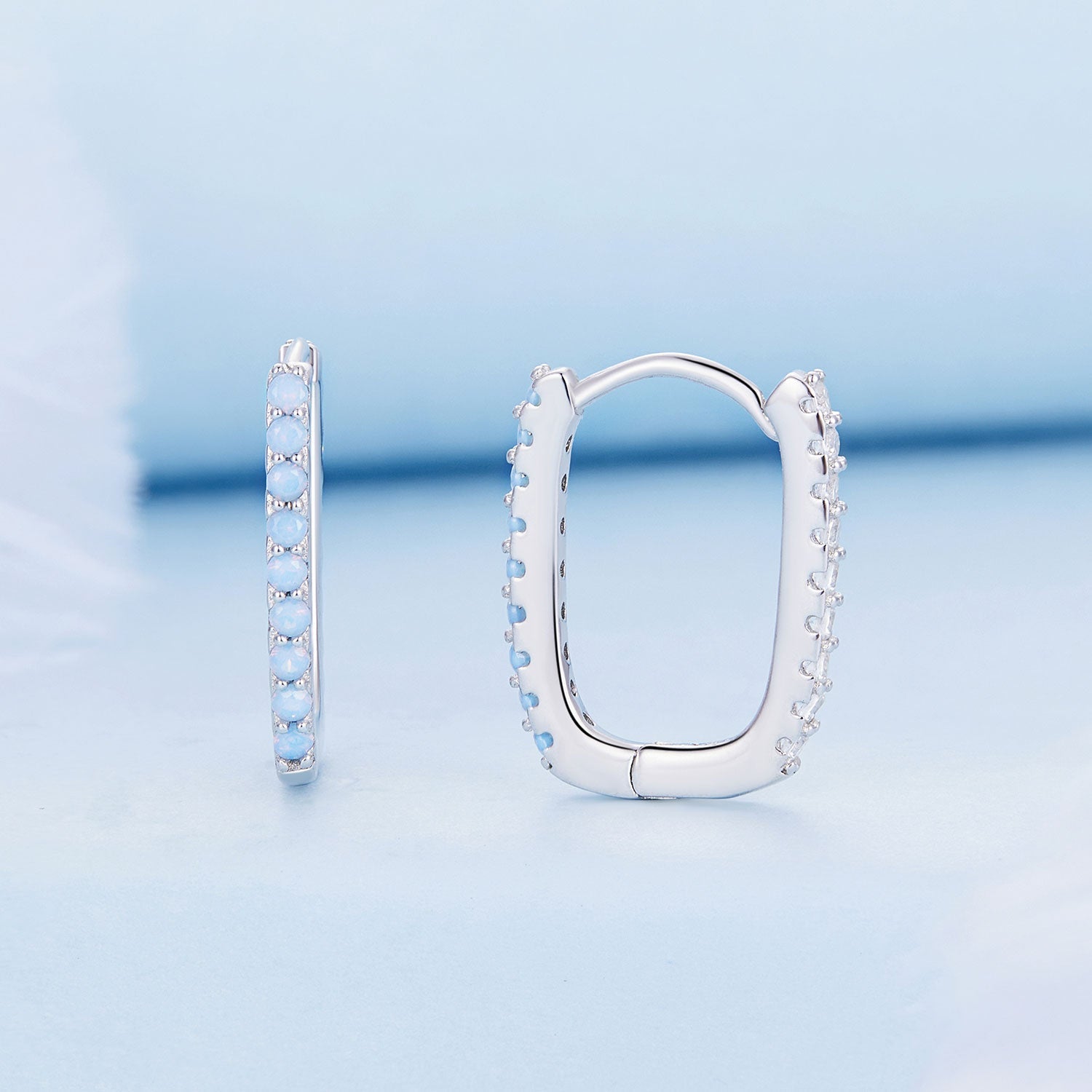 925 Sterling Silver Opal Earrings with Platinum Plating for Women DestGlow