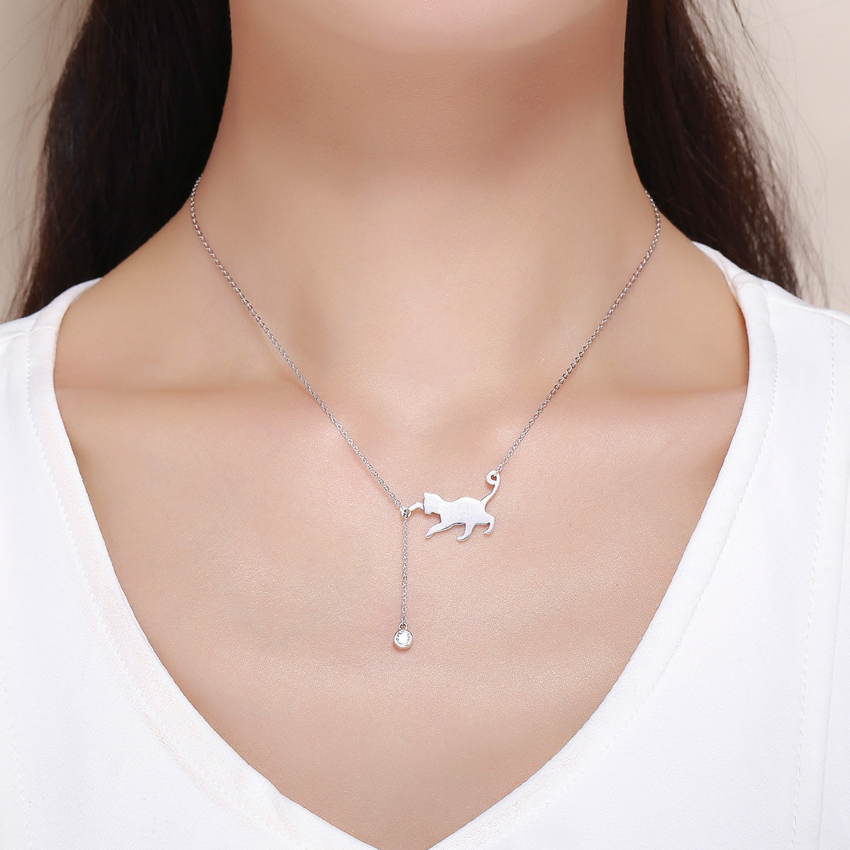925 Sterling Silver Necklace 38-45cm with 1.4*2.5cm Pendant for Women DestGlow