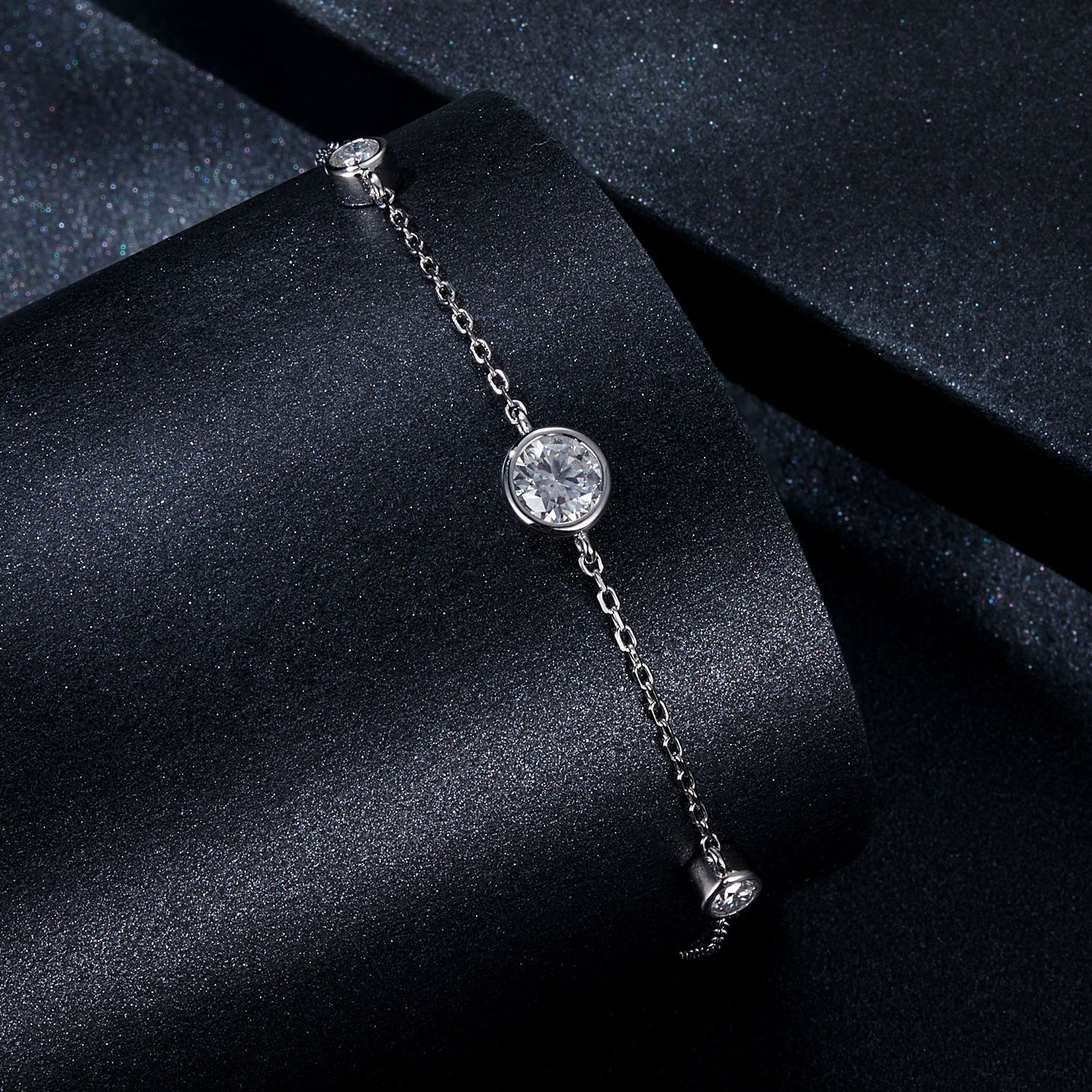 925 Sterling Silver 5mm Moissanite & 3mm Moissanite Bracelet for Women DestGlow