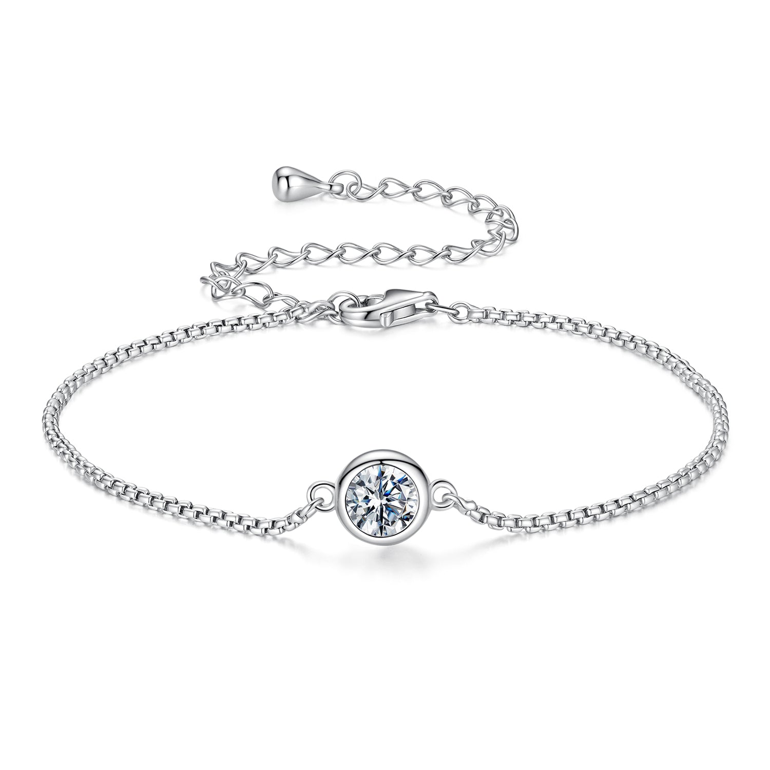 925 Sterling Silver 0.50 Carat Moissanite Bracelet for Women DestGlow