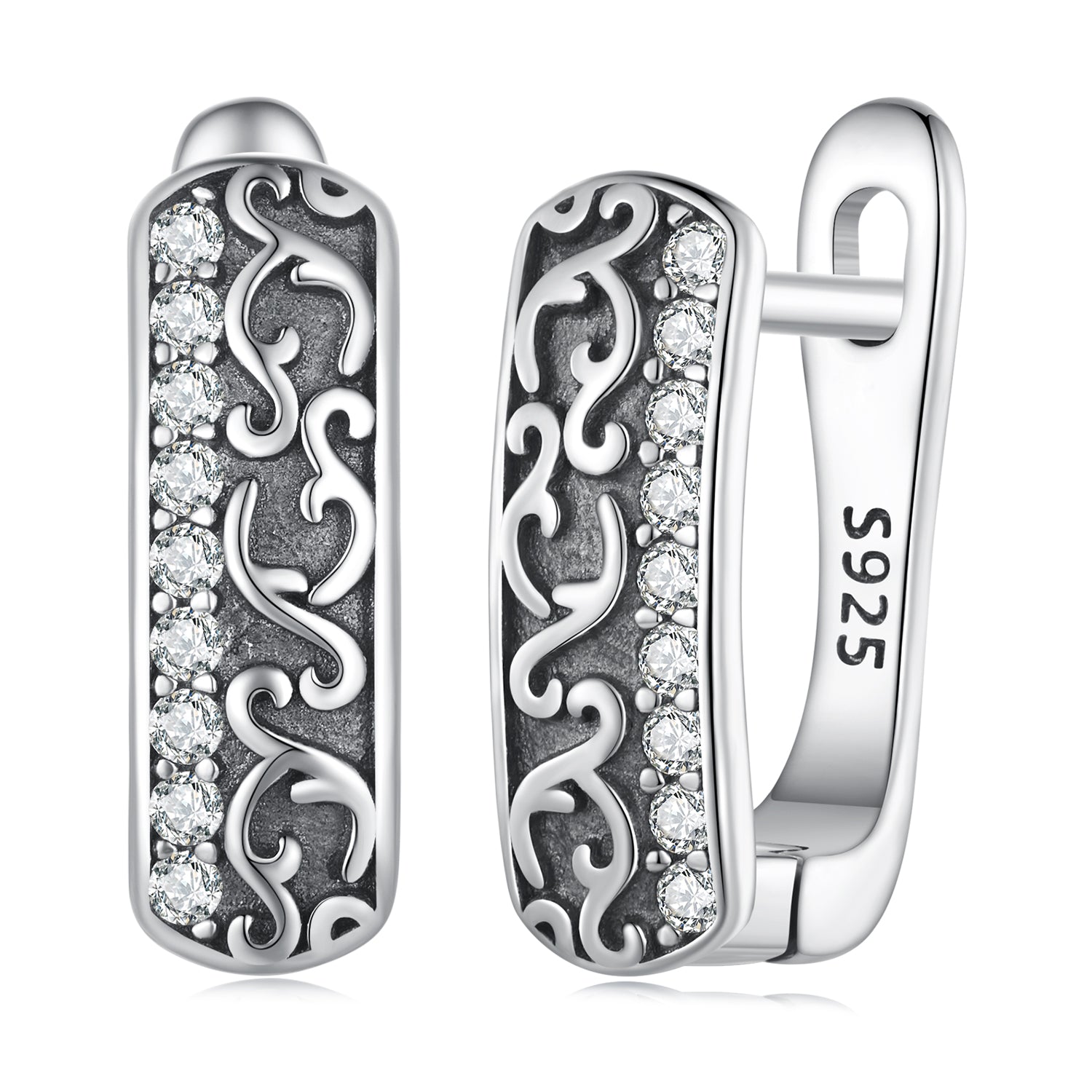925 Sterling Silver Earrings with Pavé Setting CZ - 1.3m x 0.5m for Women DestGlow