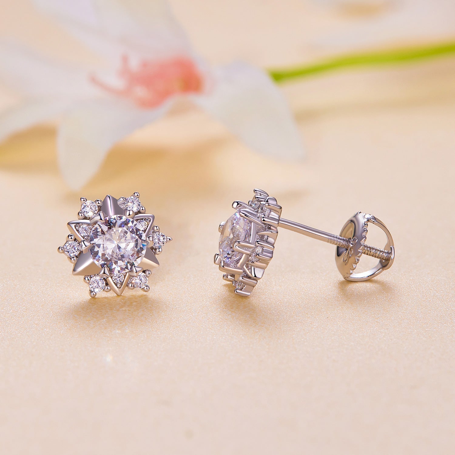 925 Sterling Silver 5.0mm Moissanite Earrings with CZ, 1.0cm for Women DestGlow