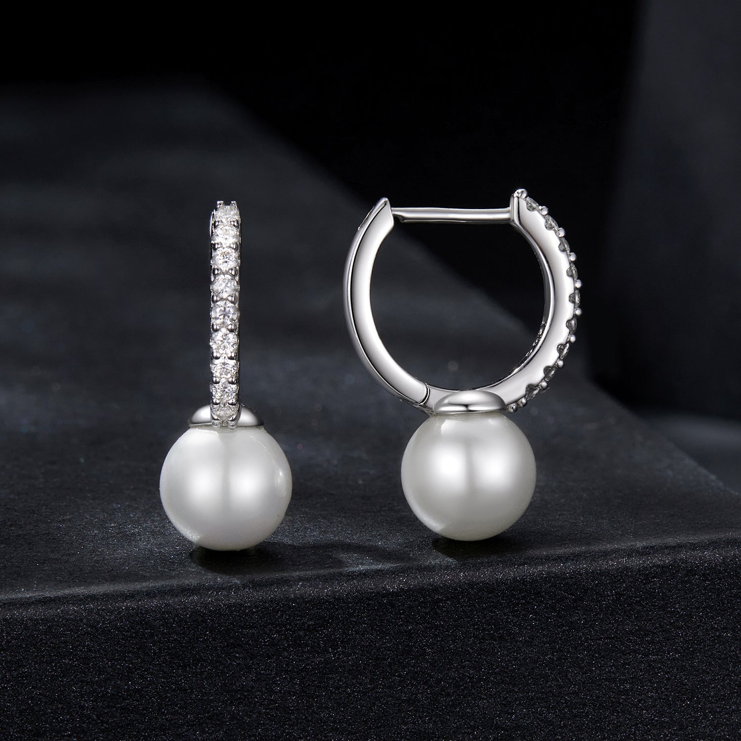 925 Sterling Silver Moissanite 0.15 Carat Earrings with Quality Shell Pearl for Women DestGlow