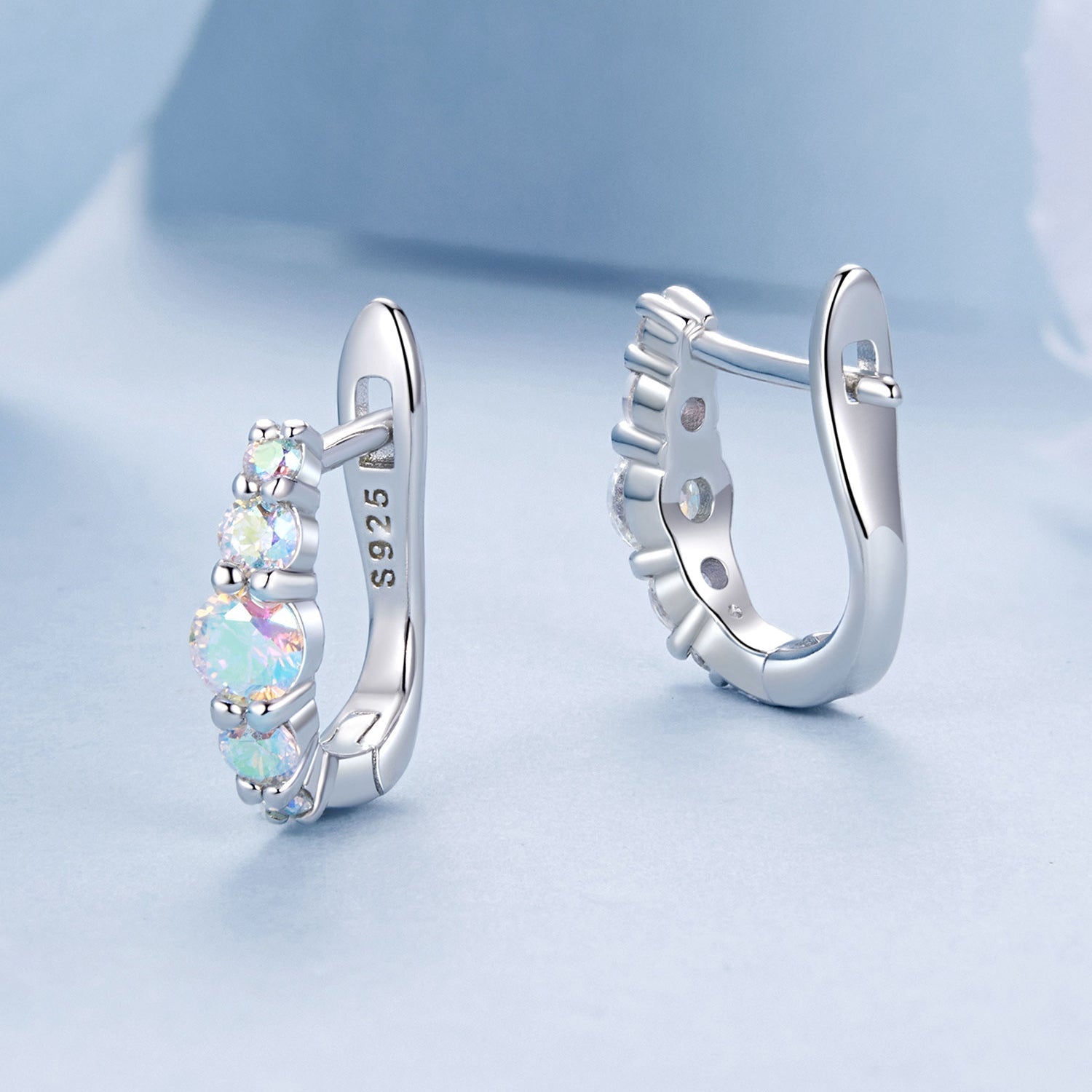 925 Sterling Silver Earrings with CZ in Pavé Setting, 12x3mm, for Women DestGlow