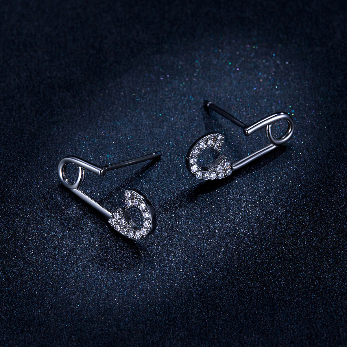 925 Sterling Silver Earrings for Women - 1.7x0.6cm, Platinum Plated with Pavé Setting CZ DestGlow