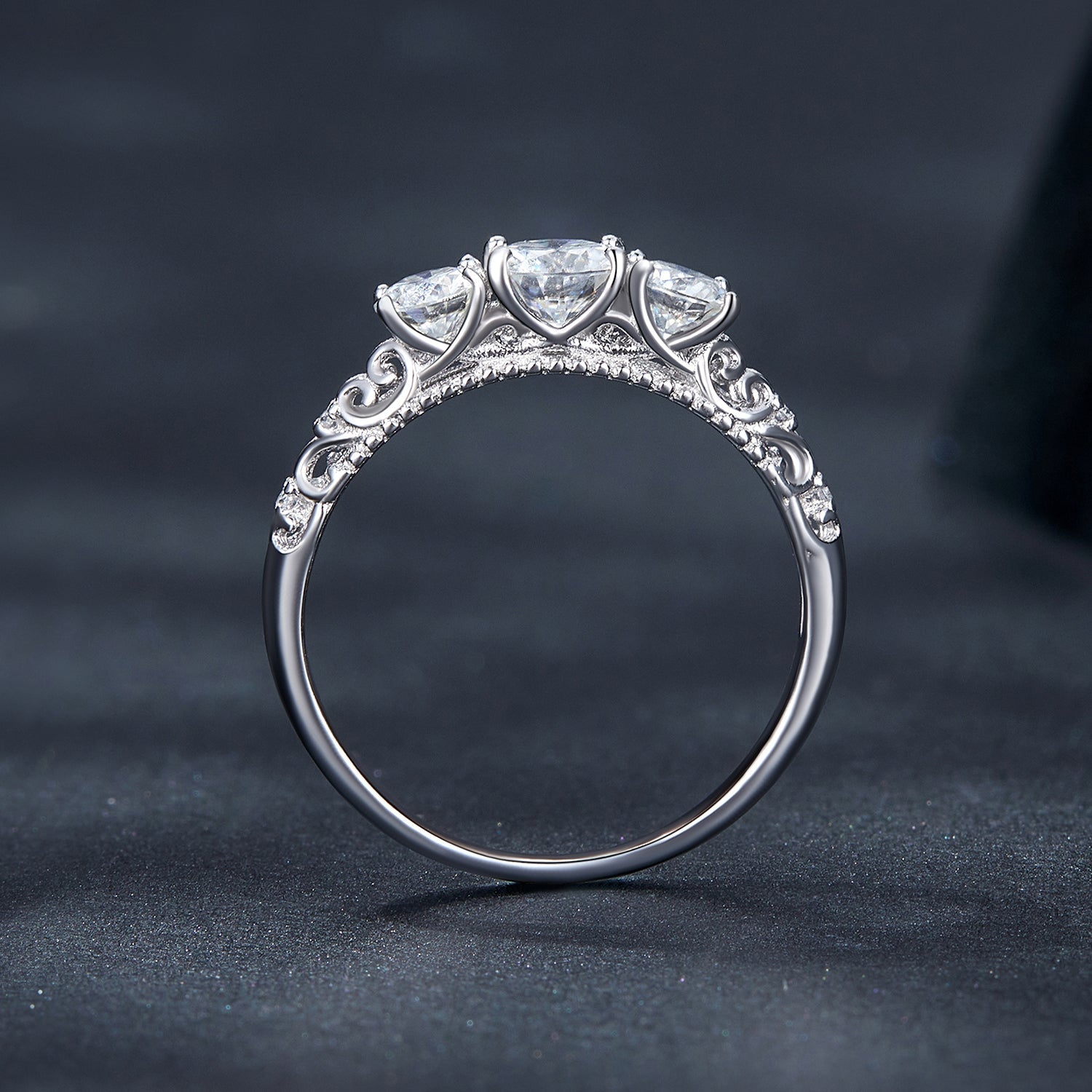 925 Sterling Silver Moissanite Pavé Setting Ring Size 6 for Women DestGlow