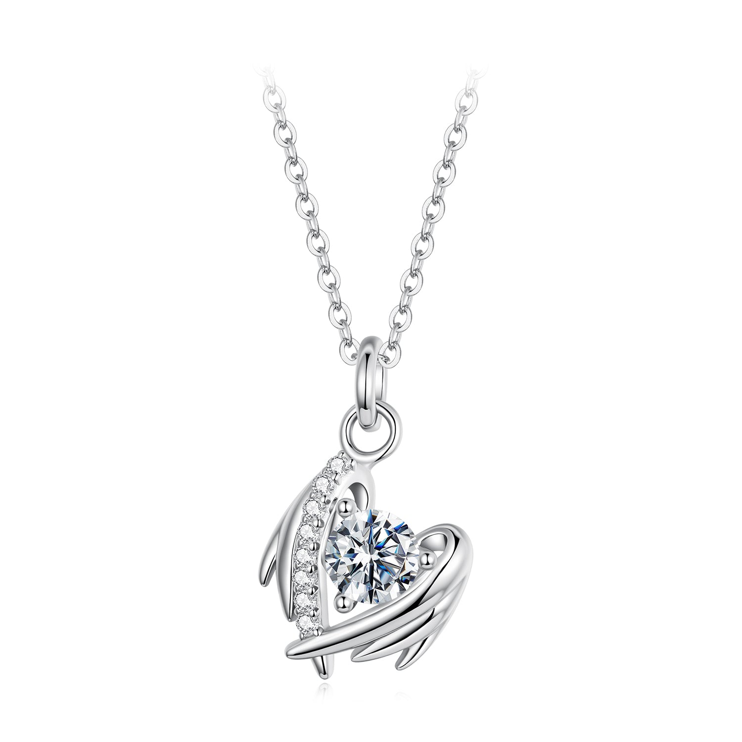 925 Sterling Silver Moissanite White Gold Plated Necklace for Women, Length 40+5cm DestGlow