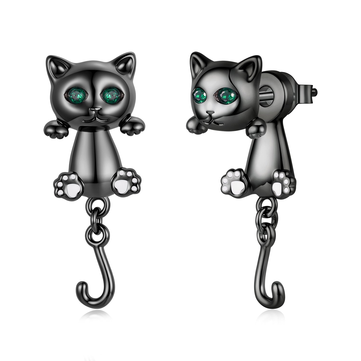 Brass & S925 Silver Earrings | 2.8*1.1cm | White Gold Plated with Pavé Setting CZ for Women DestGlow