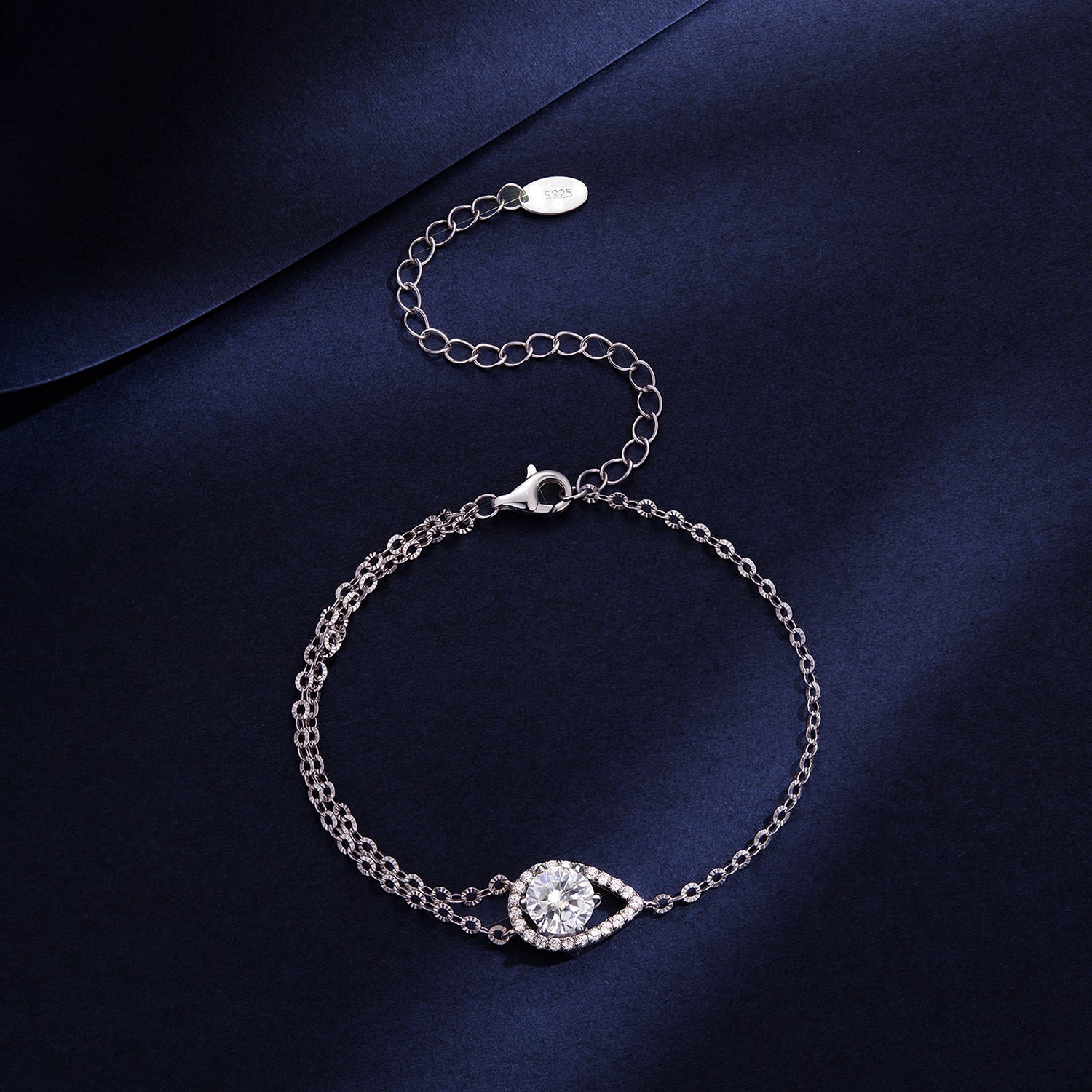925 Sterling Silver Moissanite Bracelet with Pavé Setting 15+6cm for Women DestGlow