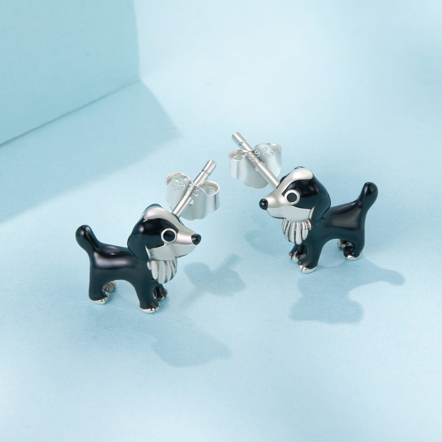 925 Sterling Silver Enamel Oxidized Silver Earrings 0.9*1.0cm for Women DestGlow