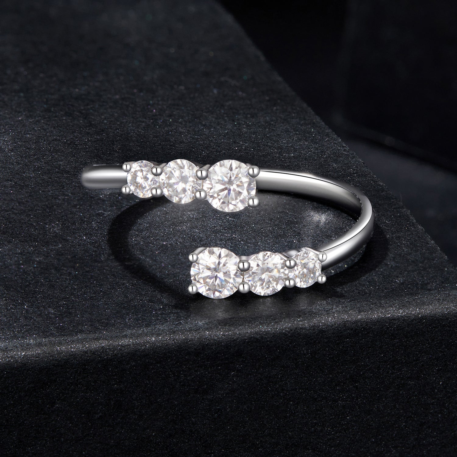 925 Sterling Silver Moissanite Ring for Women - Size E - Plated White Gold DestGlow