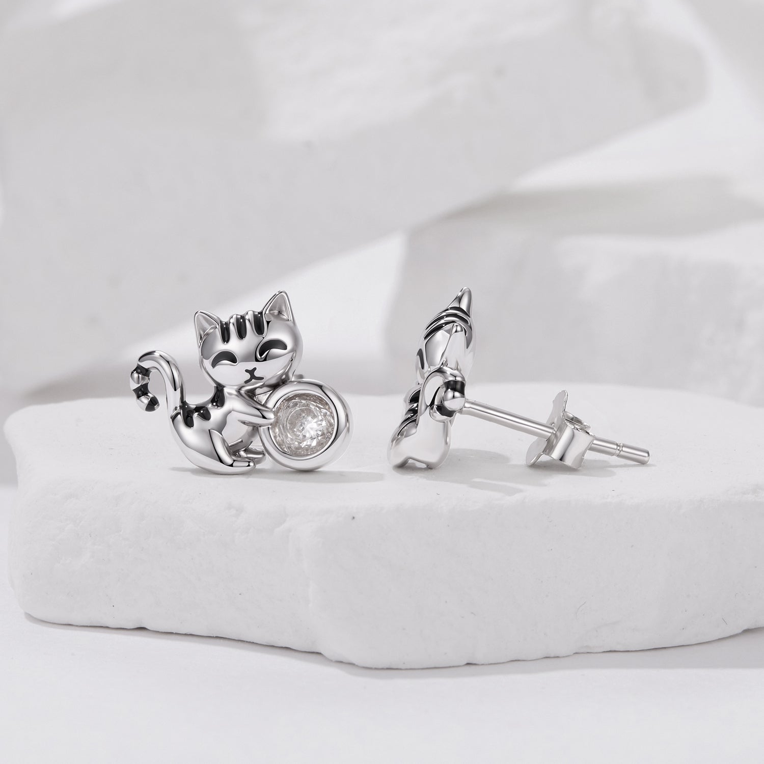 925 Sterling Silver Brass White Gold Plated Earrings with CZ for Women DestGlow