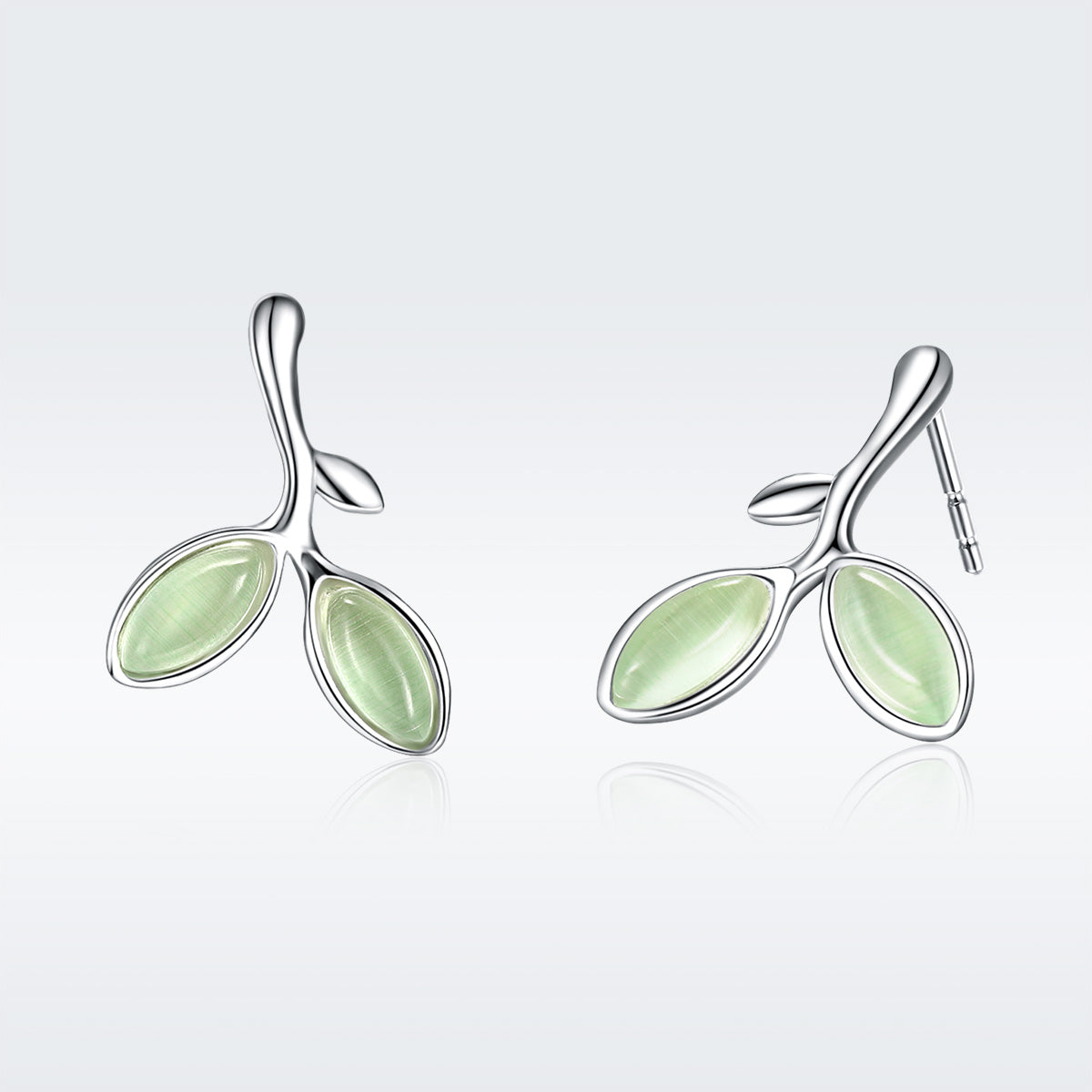 925 Sterling Silver Earrings with Synthetic Opal 1.5*1.3cm DestGlow