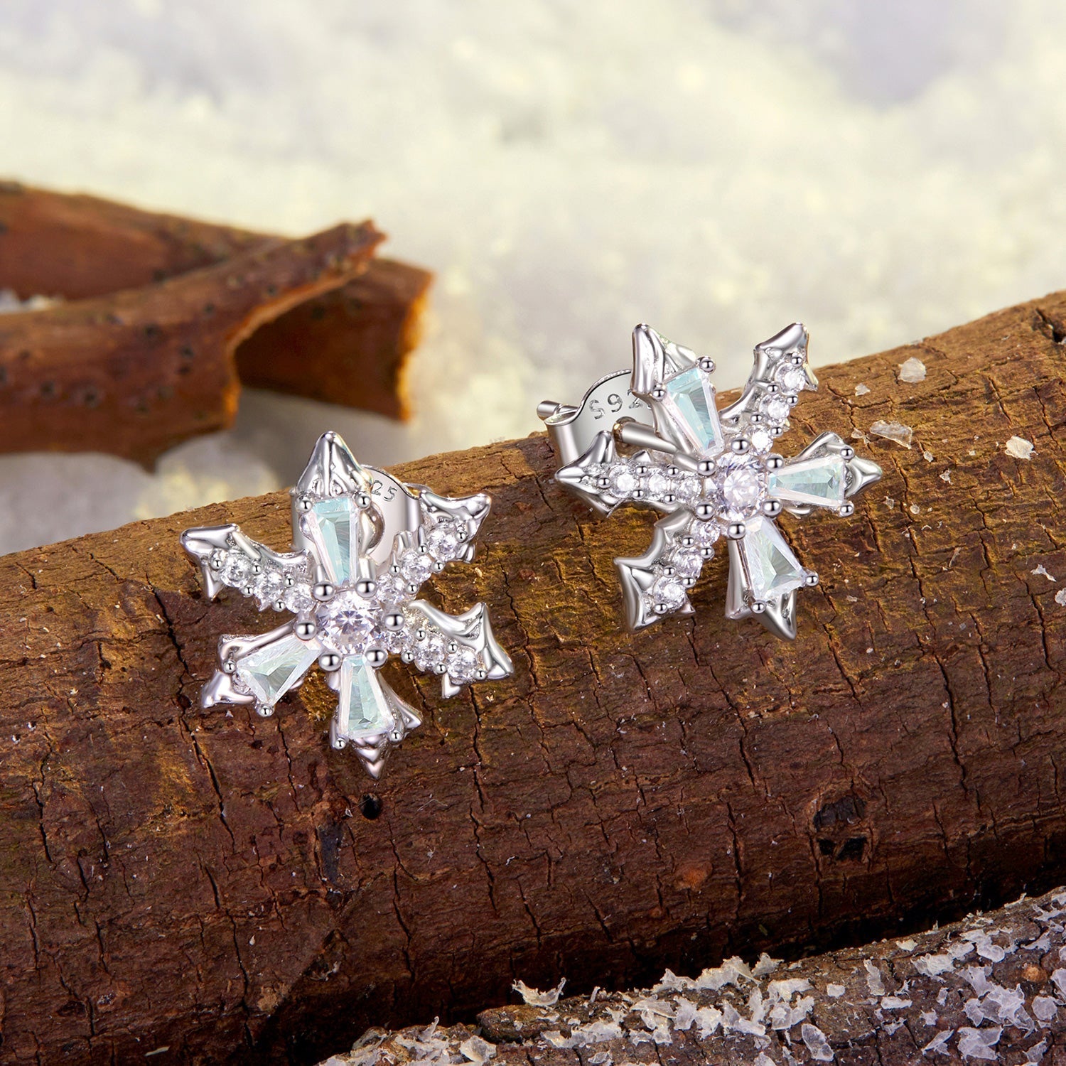 925 Sterling Silver Earrings with Plated White Gold and CZ DestGlow
