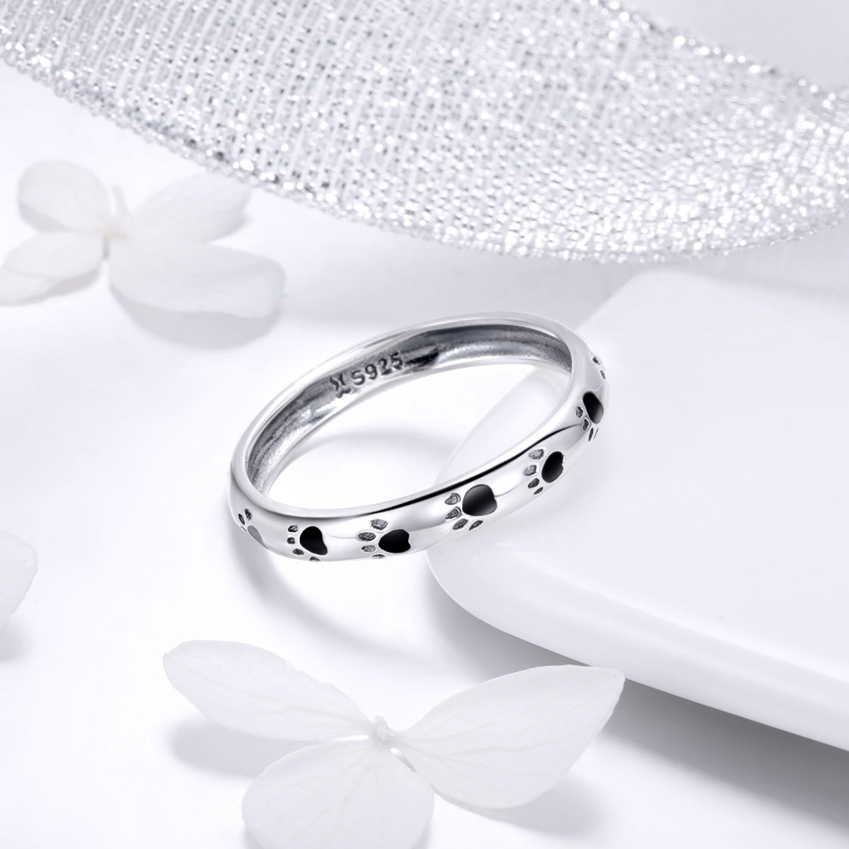 925 Sterling Silver Ring for Women - Size 5.0, Width 0.3cm DestGlow