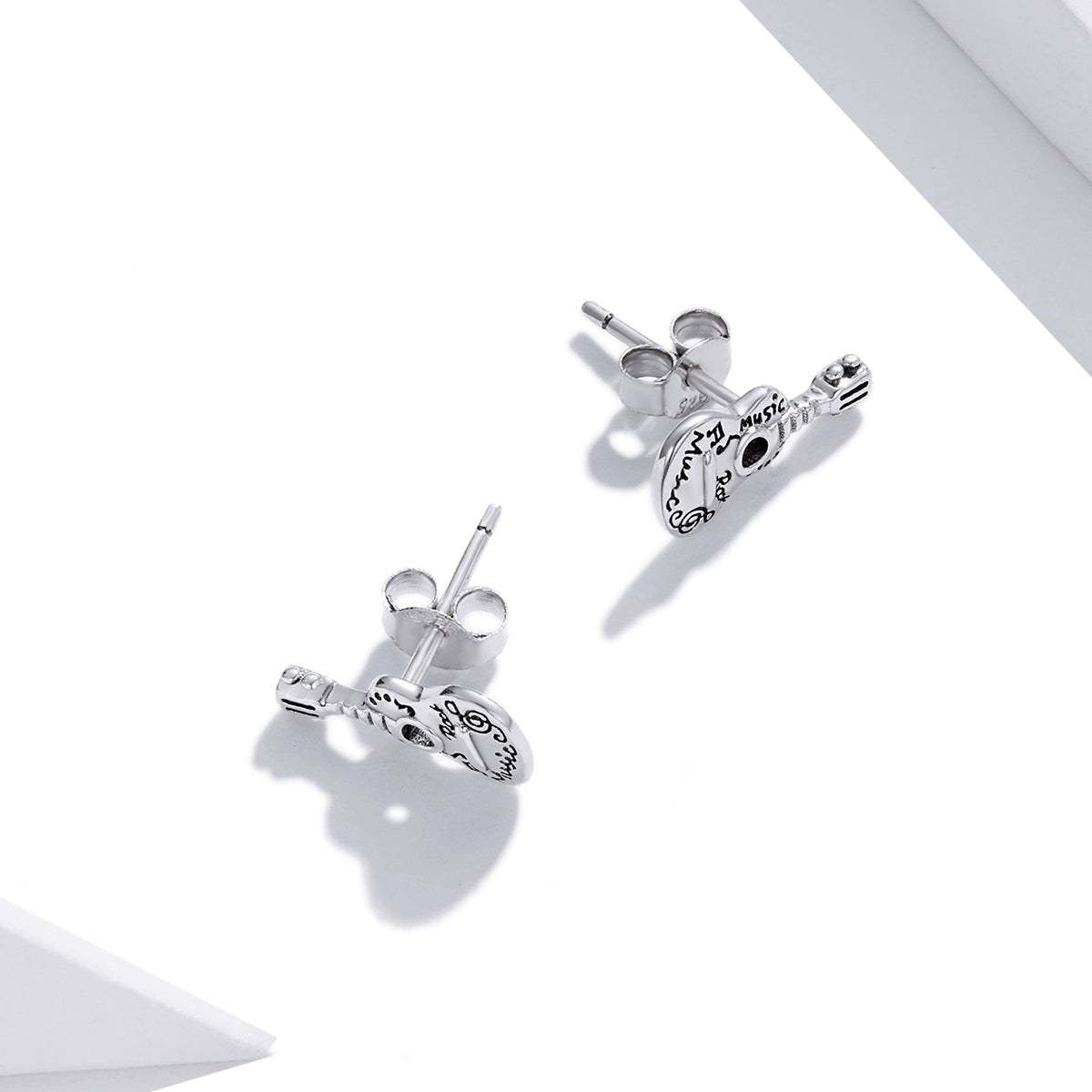 925 Sterling Silver & Oxidized Silver Earrings for Women - 1.3*0.6cm DestGlow