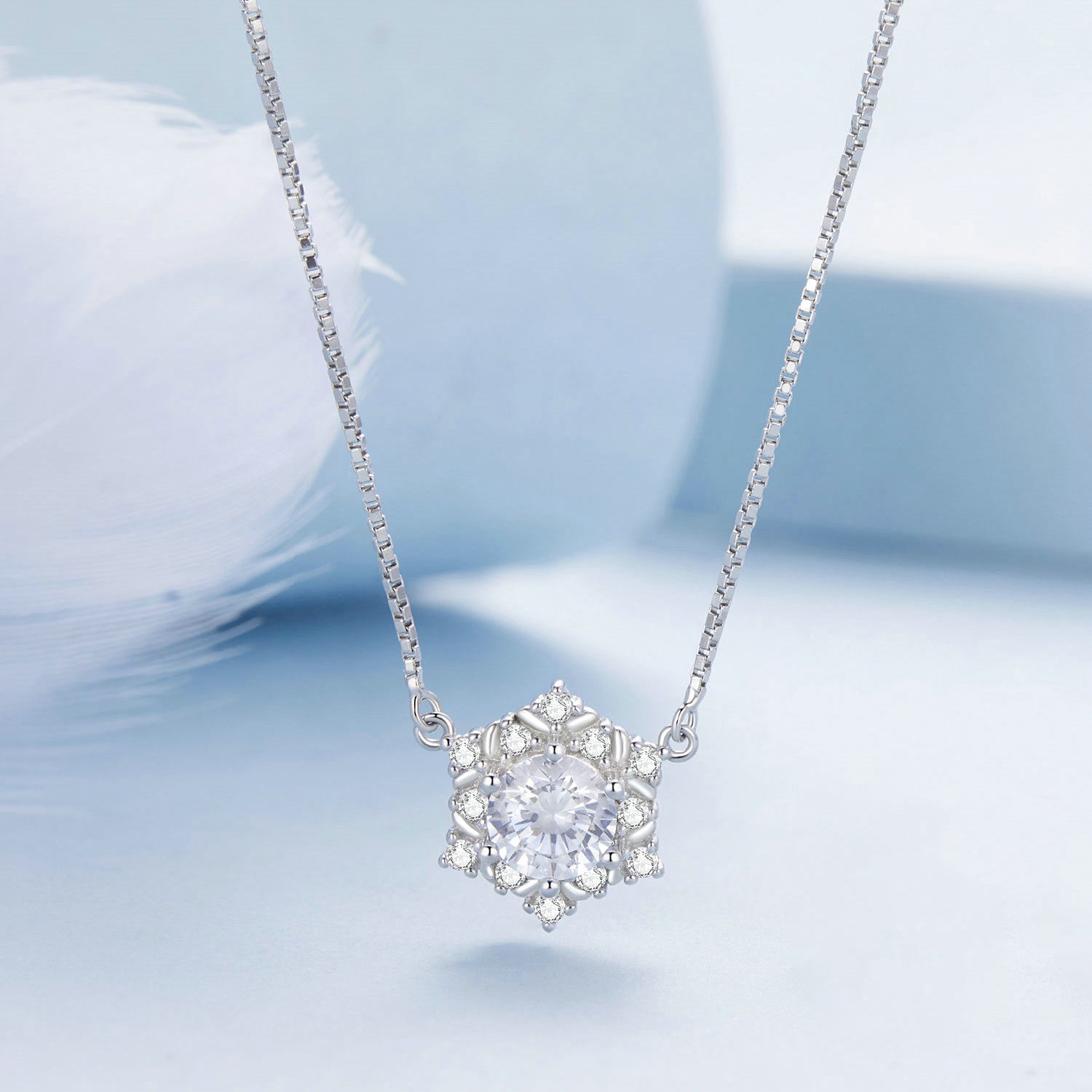 925 Sterling Silver Necklace with Pavé Setting CZ - Length 400+50mm - Women DestGlow