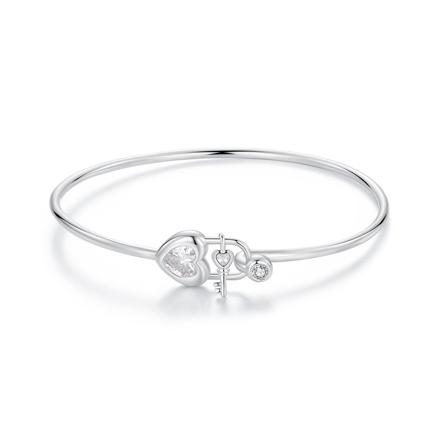 925 Sterling Silver Bracelet with CZ, 17mm, White Gold Plated, For Women DestGlow