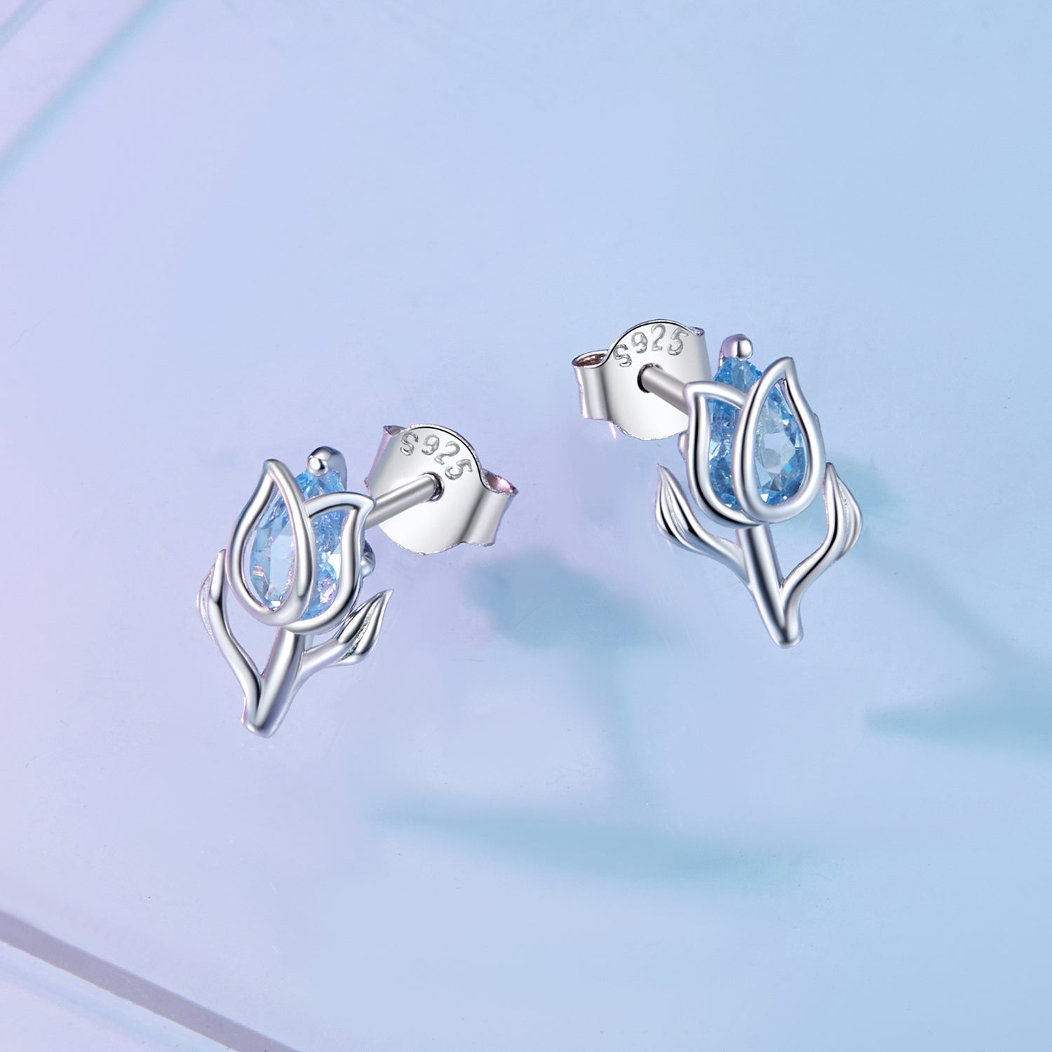 925 Sterling Silver Synthetic Spinel Earrings with Platinum Plating - 12x7mm DestGlow