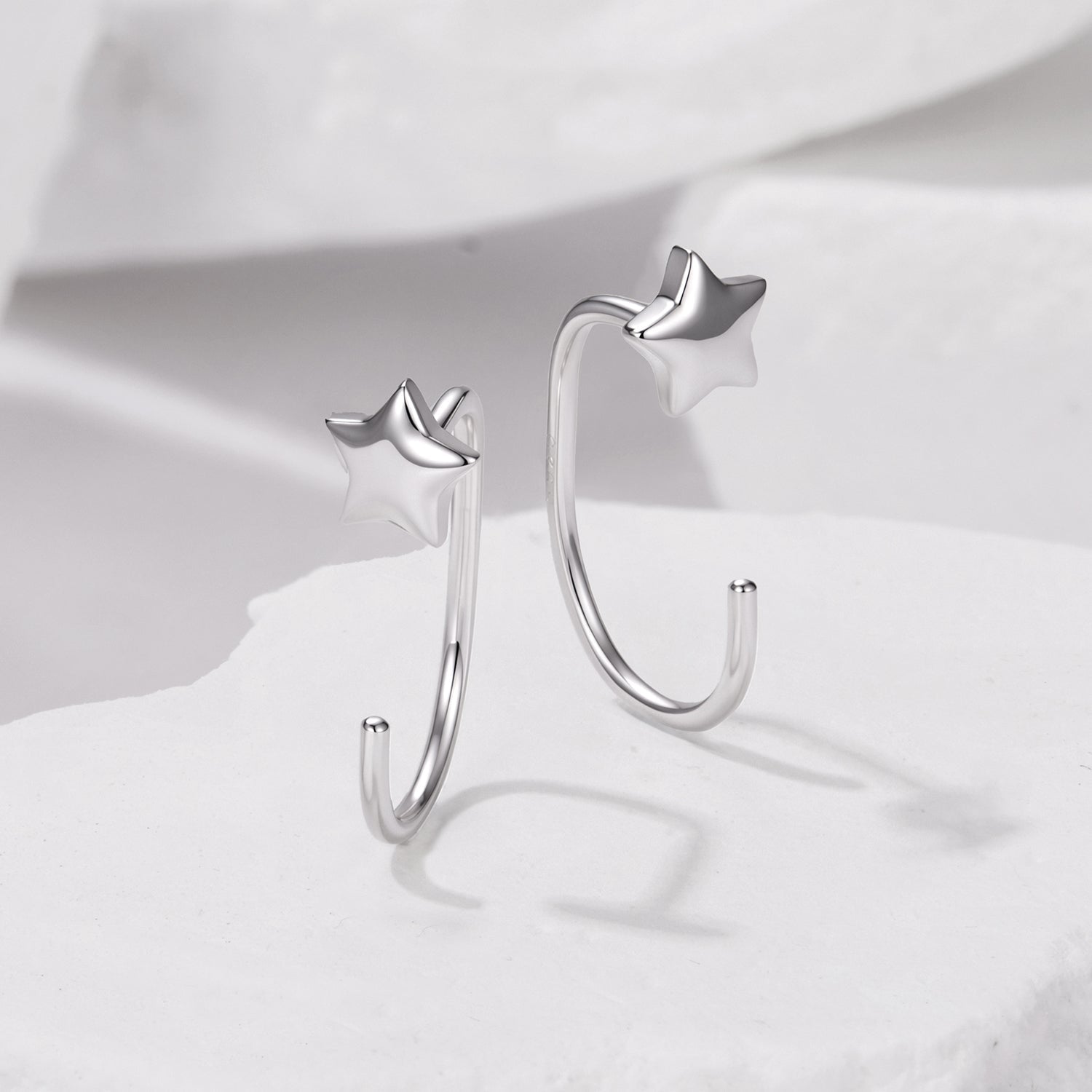 925 Sterling Silver Brass Earrings with White Gold Plating 1.4cm for Women DestGlow