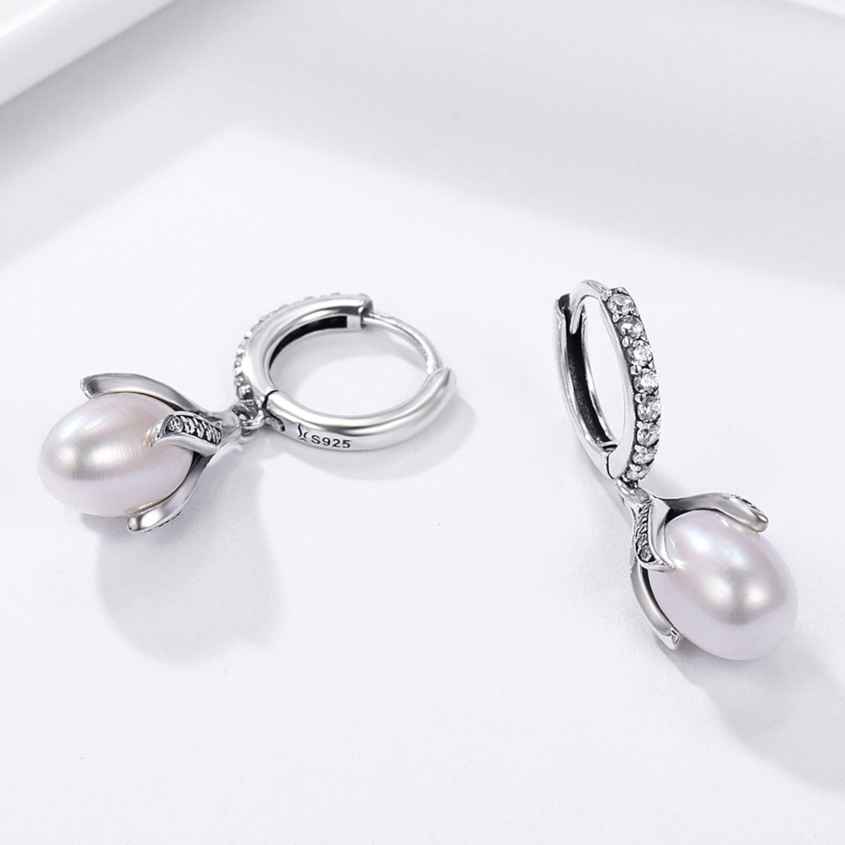 925 Sterling Silver Oxidized Silver Freshwater Pearl Earrings DestGlow