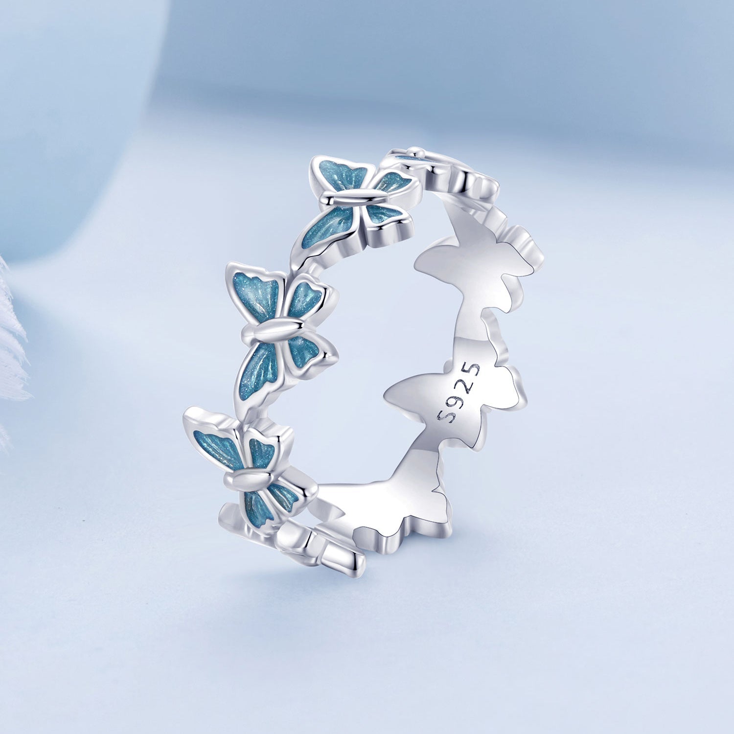 925 Sterling Silver Enamel Ring Size 6 for Women DestGlow