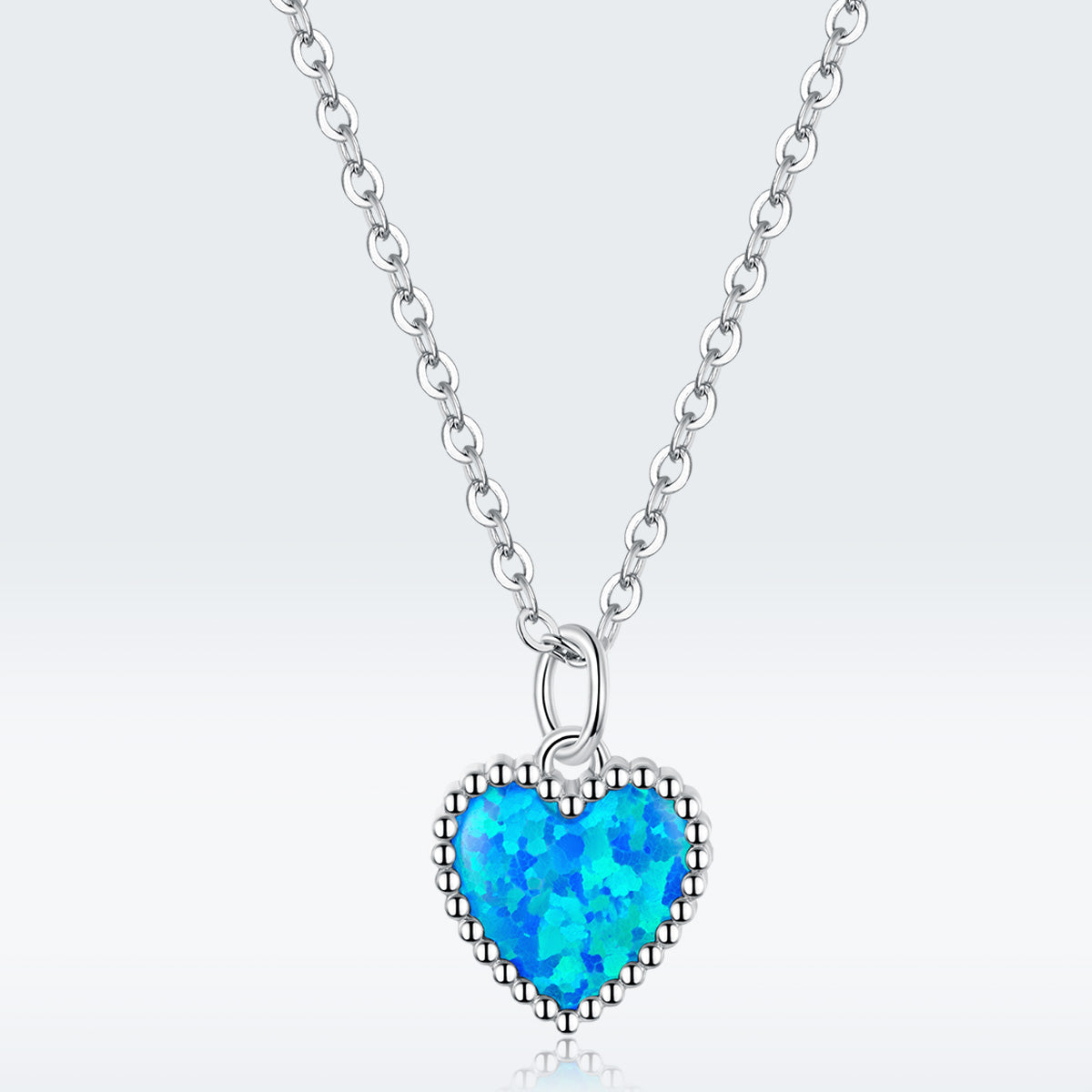 925 Sterling Silver Plated Translucent Opal Necklace 45cm for Women DestGlow