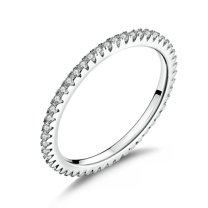 925 Sterling Silver Platinum Plated CZ Pavé Setting Ring Size 5.0 for Women by Bids.com