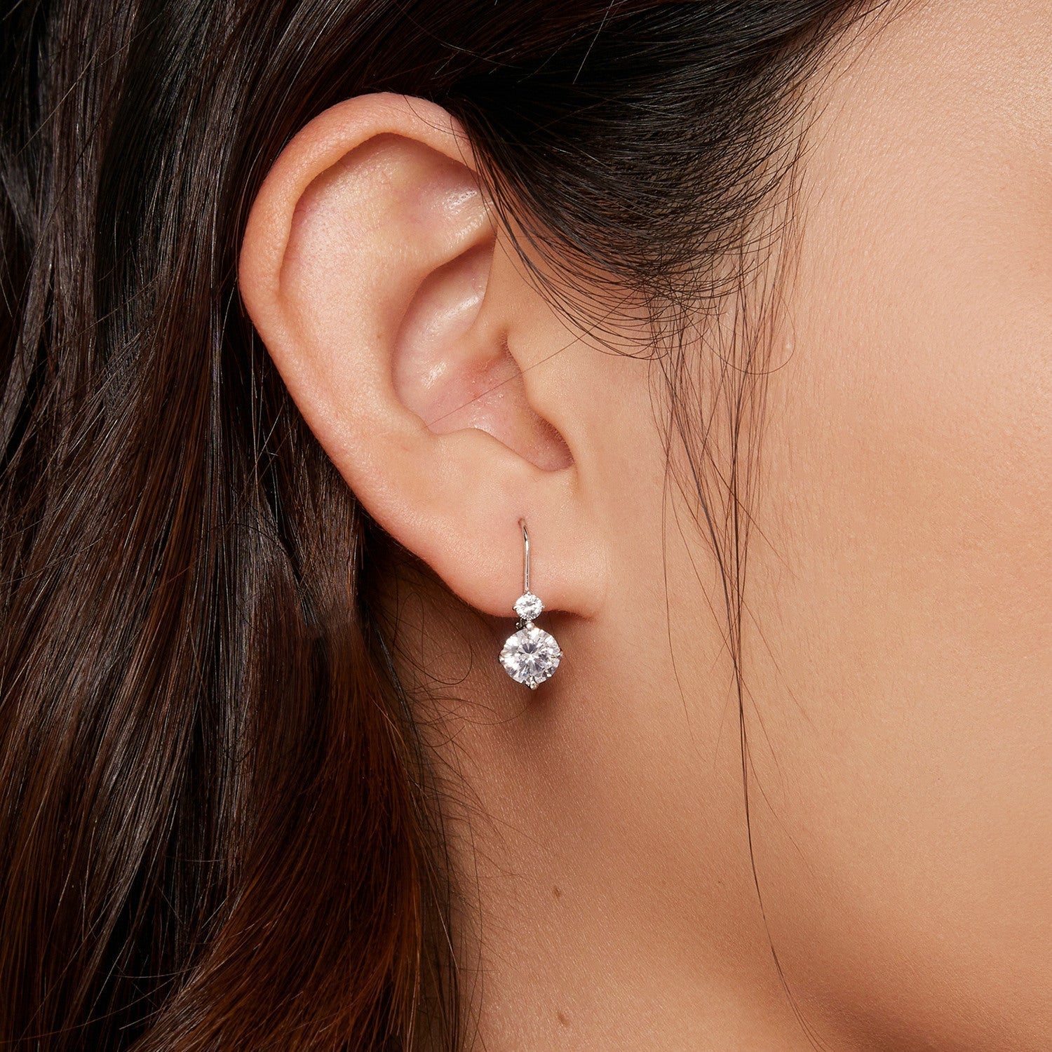 925 Sterling Silver Moissanite Earring with Pavé Setting, 6.5mm, for Women DestGlow