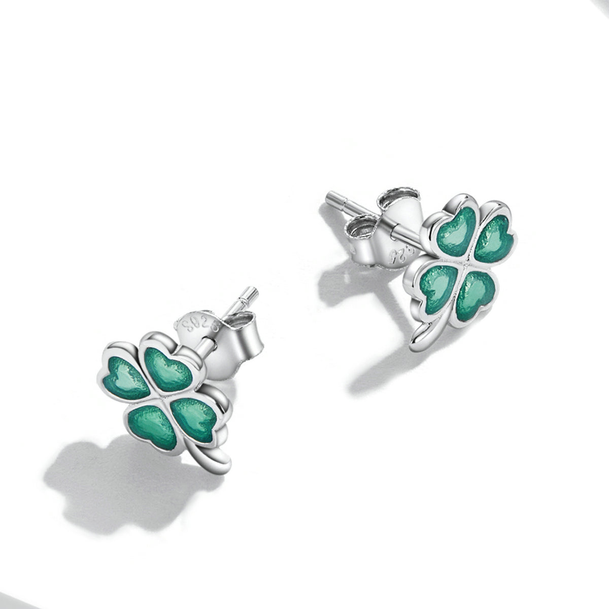925 Sterling Silver Enamel Plated Platinum Earrings for Women DestGlow