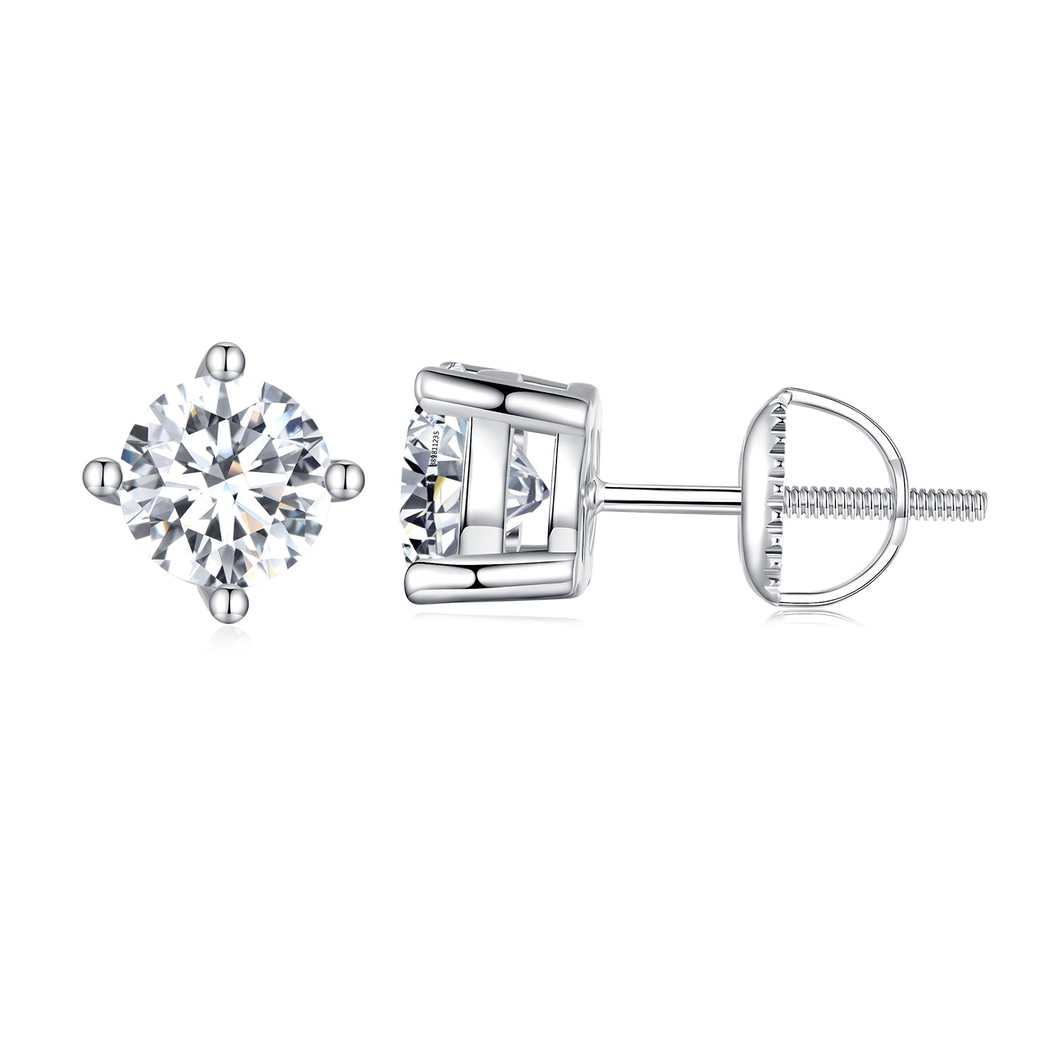 925 Sterling Silver Earrings with Moissanite in Style S, 0.5cm for Women DestGlow