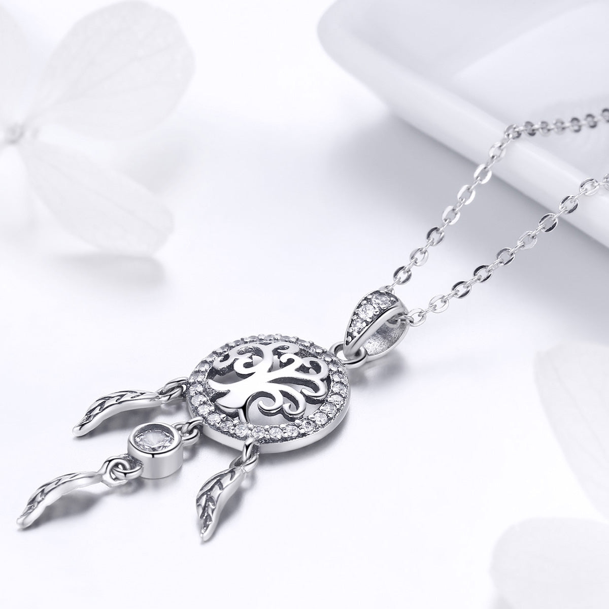 925 Sterling Silver Necklace 36-45cm with Pendant for Women DestGlow