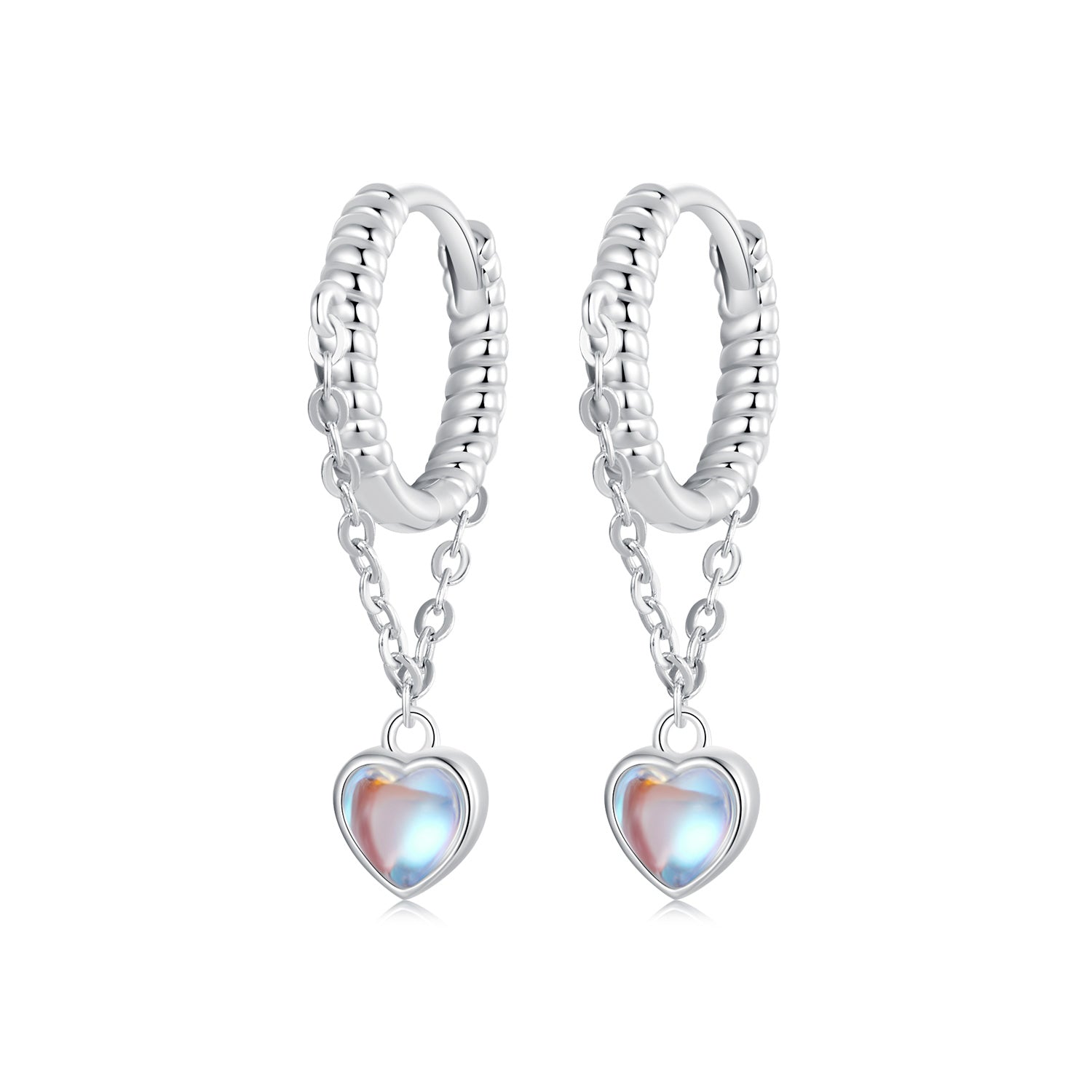 925 Sterling Silver White Gold Plated Moonstone Earrings 23x5mm for Women DestGlow