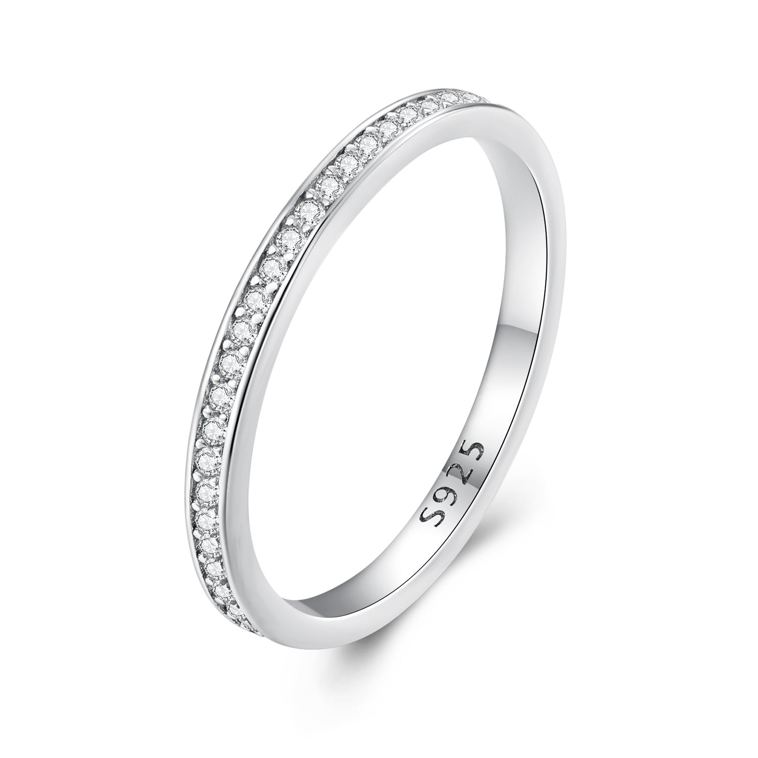 925 Sterling Silver 1.0mm Moissanite Platinum Plated Ring Size 5 for Women DestGlow