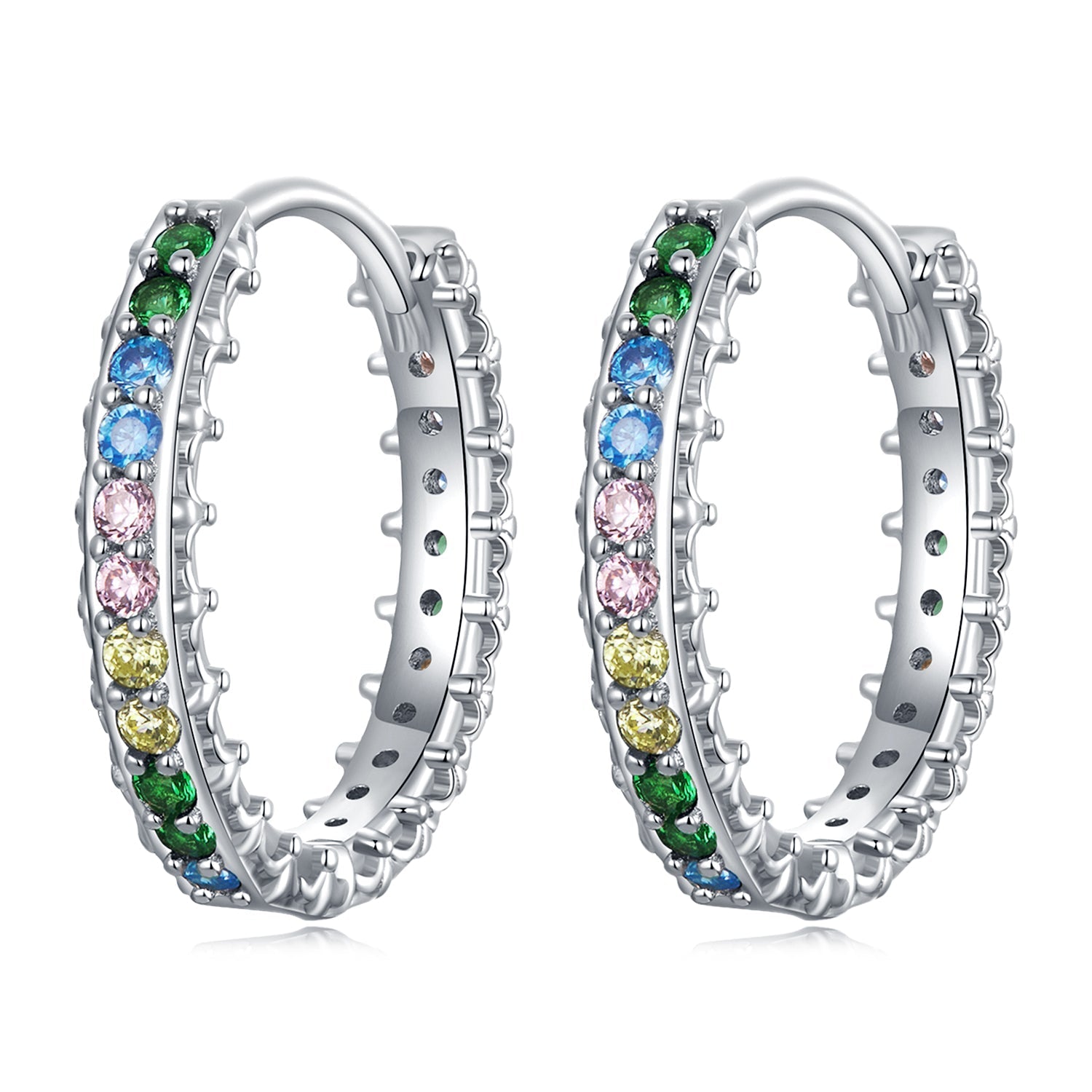 925 Sterling Silver Stud Earrings with CZ in Pavé Setting DestGlow
