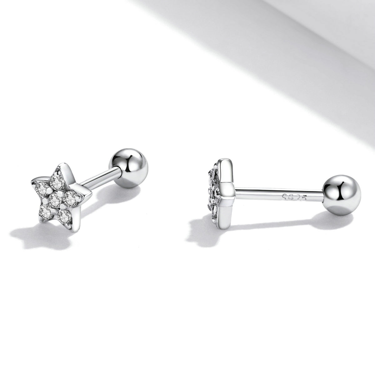 925 Sterling Silver Earrings with Pavé Setting CZ and Platinum Plating - 0.5cm for Women DestGlow
