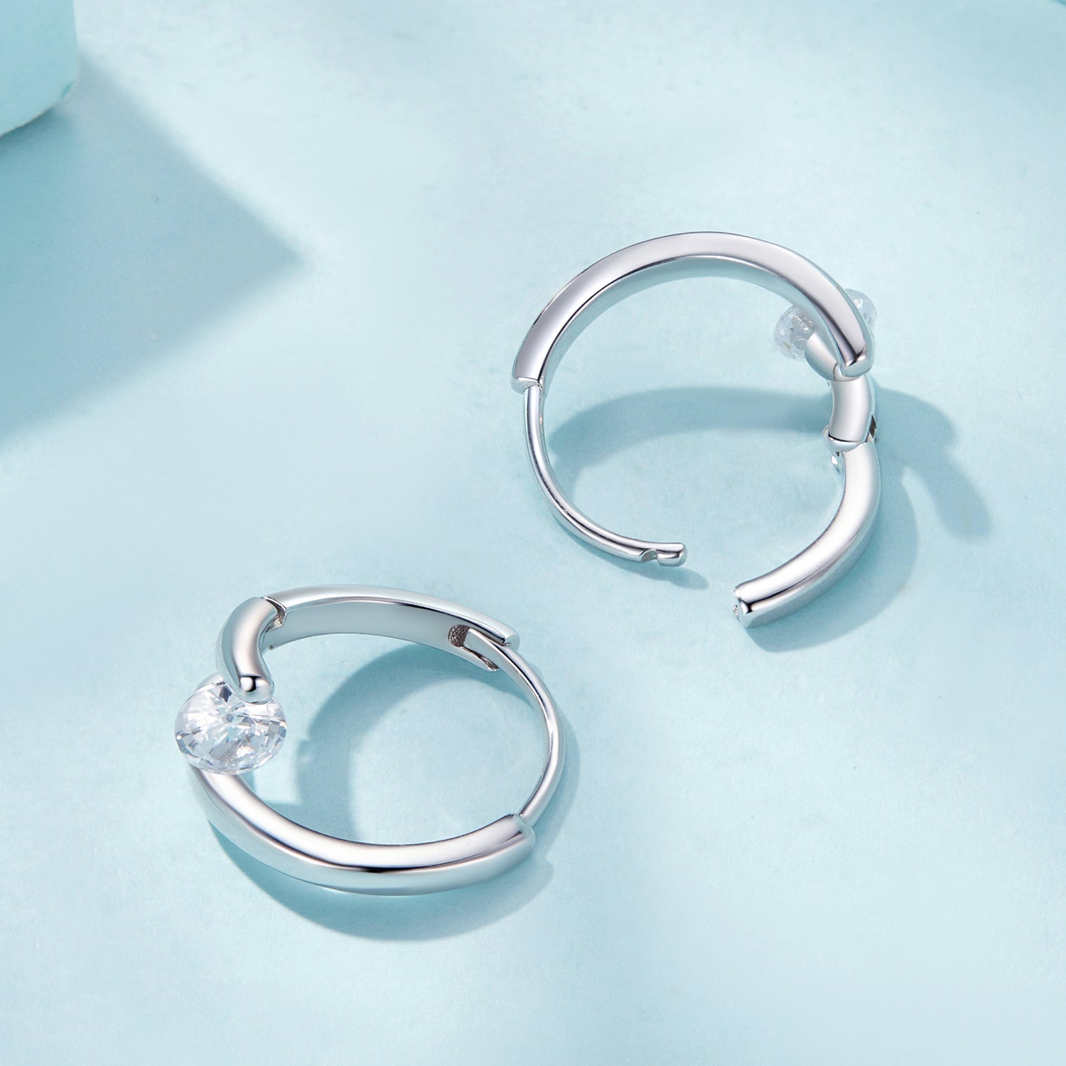 925 Sterling Silver Earrings with Pavé Setting CZ, Platinum Plated, 15x7mm for Women DestGlow
