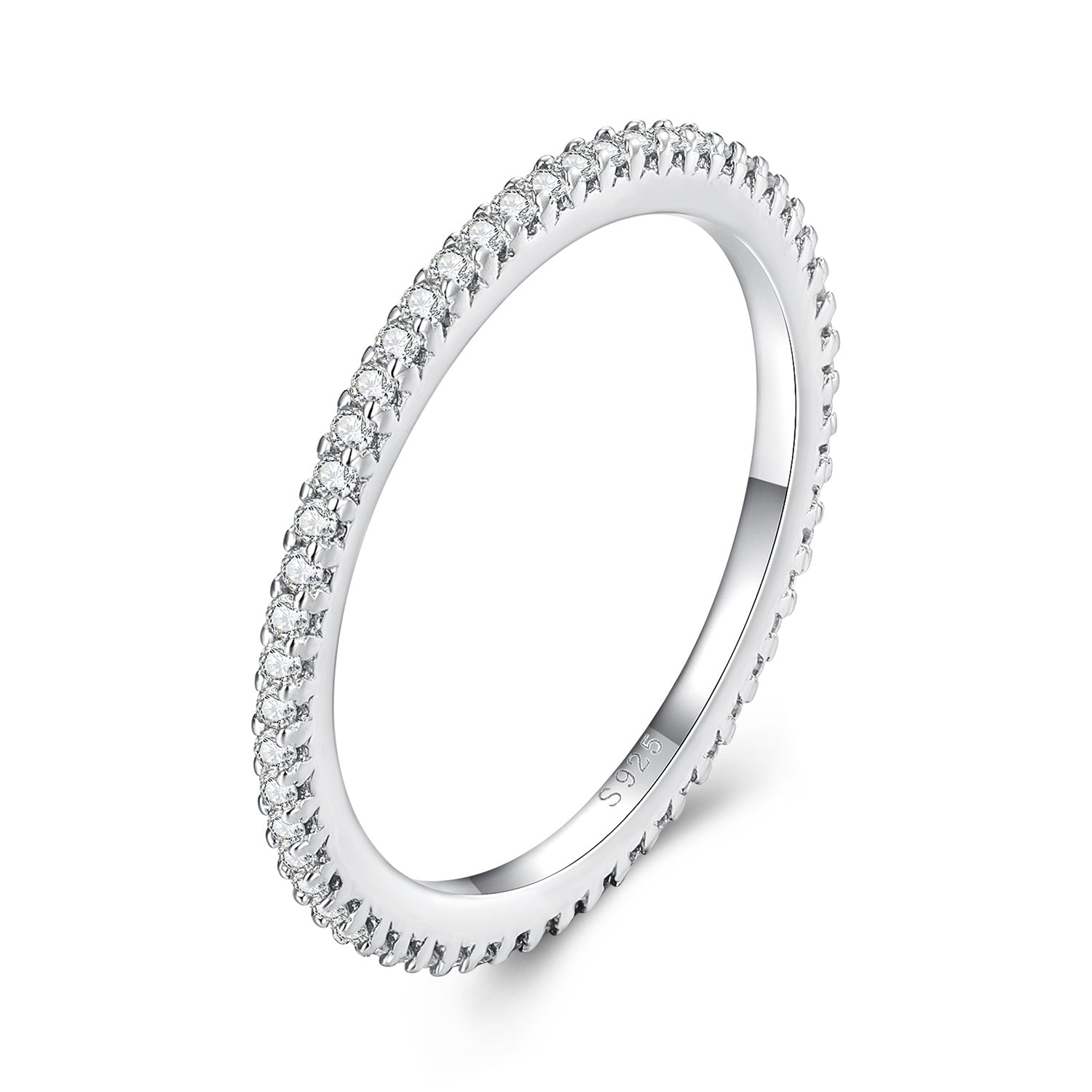 925 Sterling Silver Moissanite 0.005ct 1.4mm Ring Size 6 for Women DestGlow