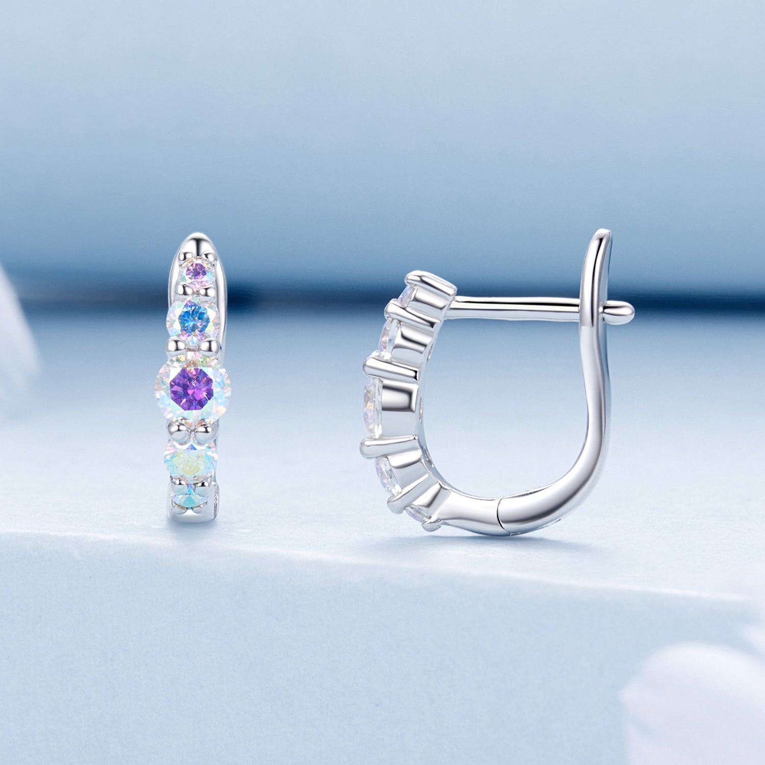 925 Sterling Silver Earrings with CZ in Pavé Setting, 12x3mm, for Women DestGlow