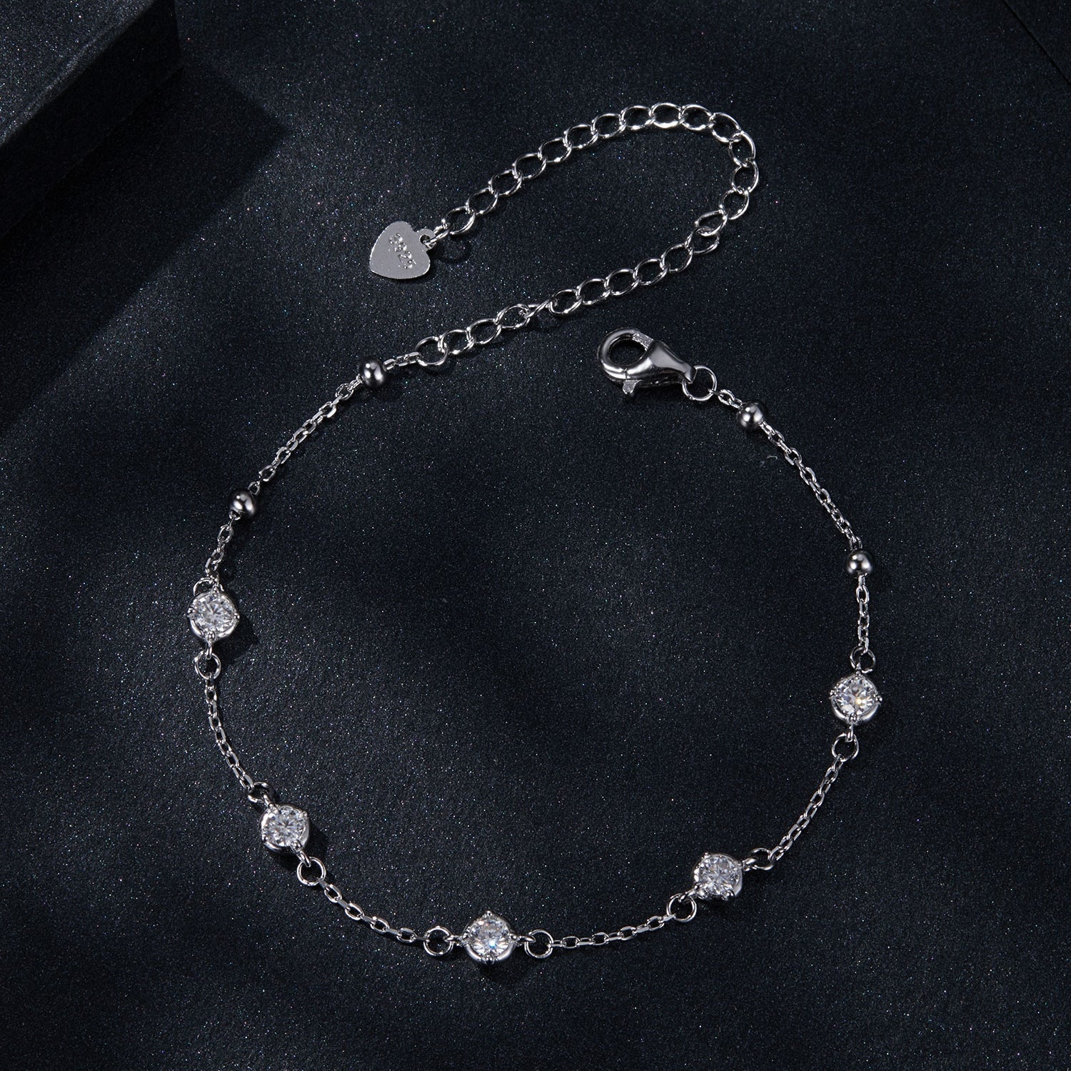 925 Sterling Silver 3mm Moissanite Bracelet for Women