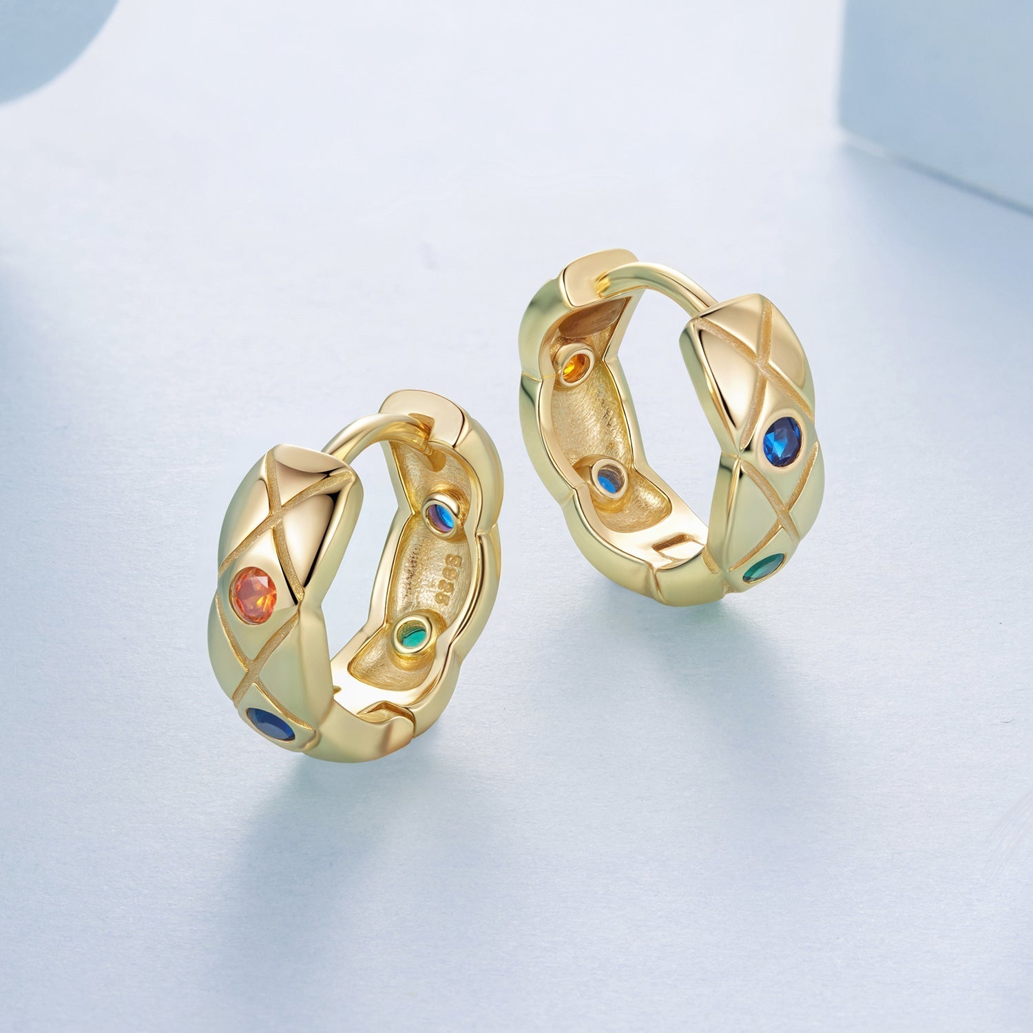925 Sterling Silver Hoop Earrings with Pavé Setting CZ, 1.3 cm for Women DestGlow