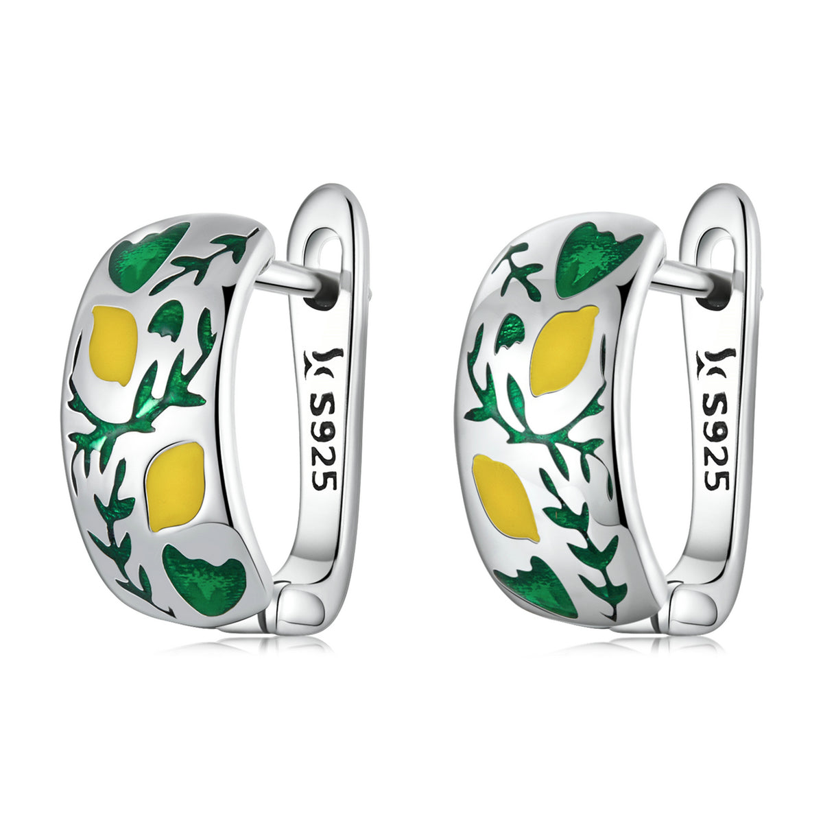 925 Sterling Silver Earrings for Women - Enamel Process - Oxidized Silver - 1.4x0.6 cm DestGlow