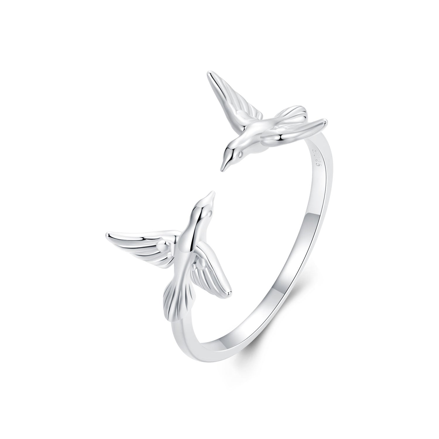 925 Sterling Silver Ring with White Gold Plating, 1.5mm Width DestGlow