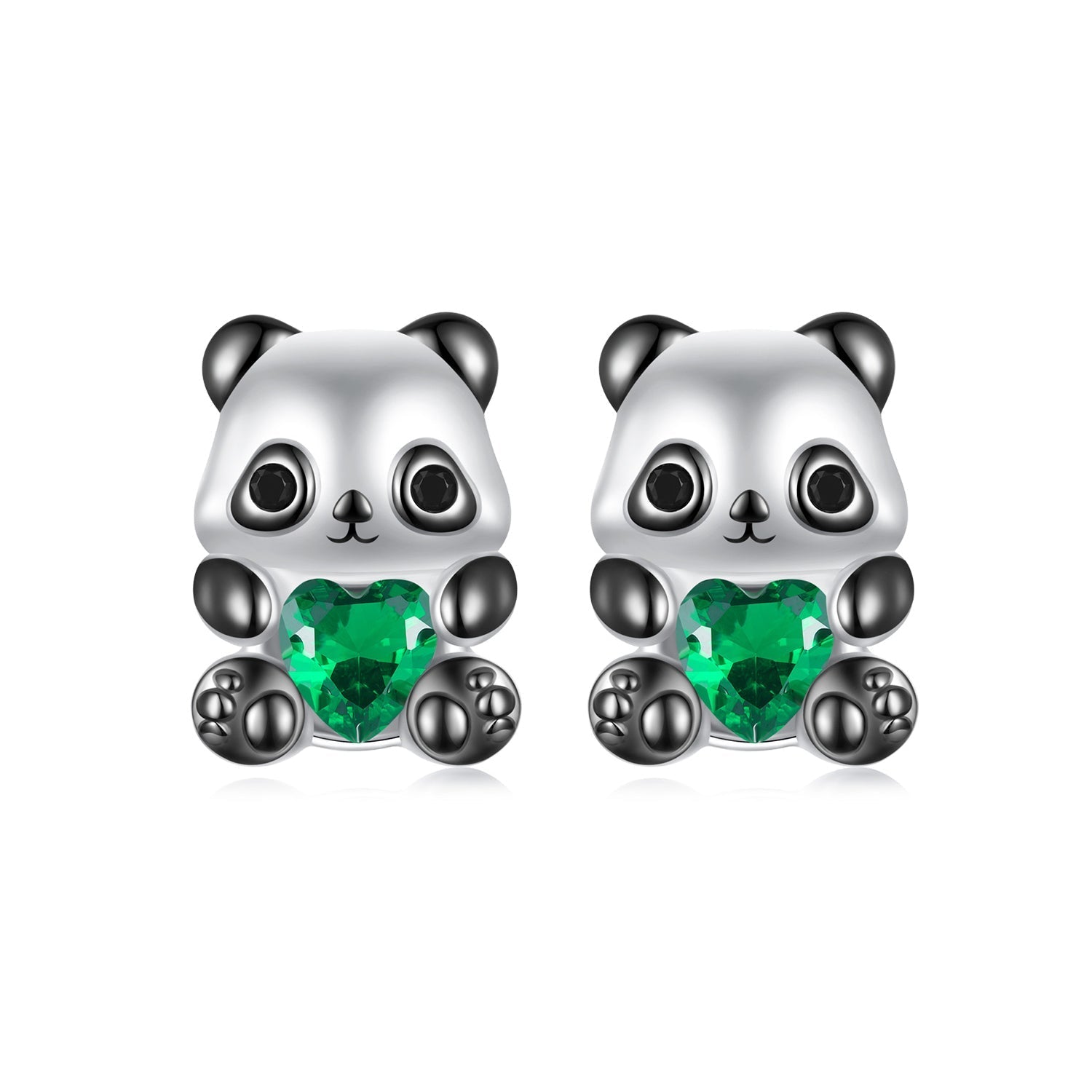 925 Sterling Silver Earrings with Pavé Setting CZ in White and Black Gold DestGlow