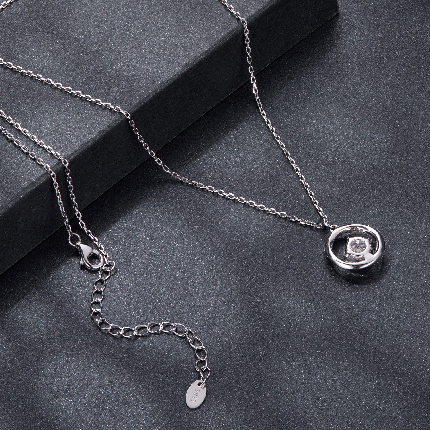 925 Sterling Silver Moissanite Necklace 40+5cm with CZ for Women DestGlow