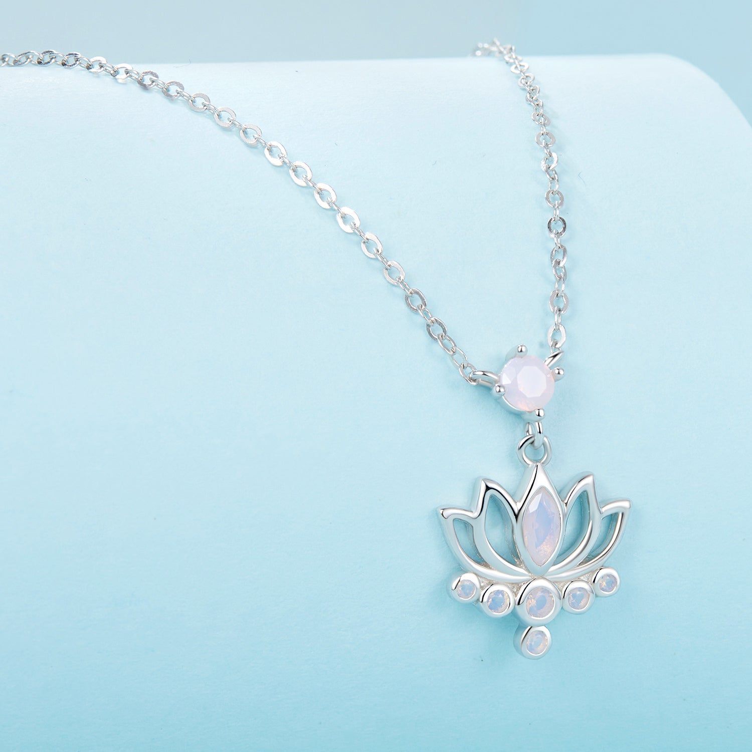 925 Sterling Silver Opal Nanometer Stone Necklace for Women DestGlow